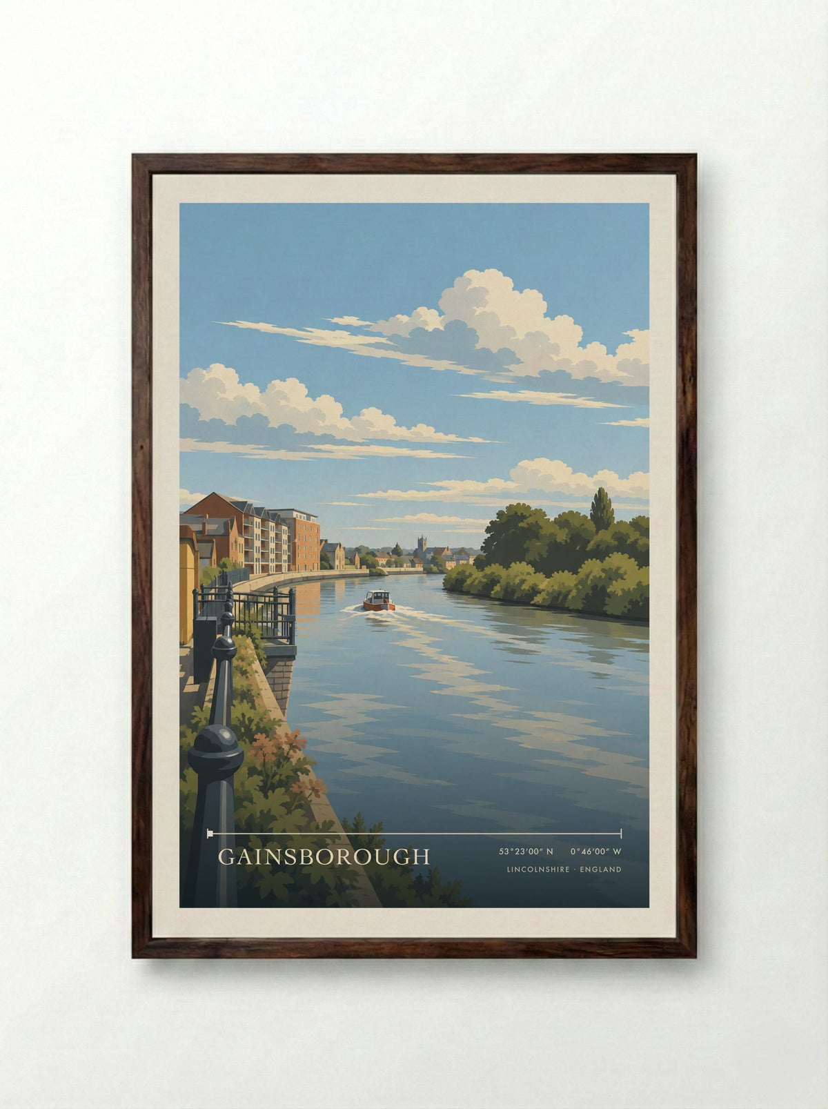 Gainsborough, Lincolnshire | Travel Poster - Framed Print Dark Wood