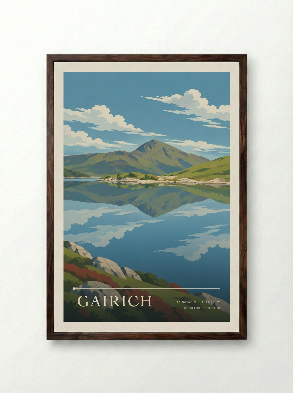 Gairich, Highland | Travel Poster - Framed Print Dark Wood