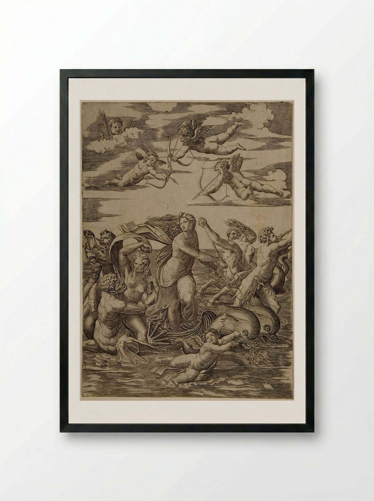 Galatea - Marcantonio Raimondi - Framed Print Black