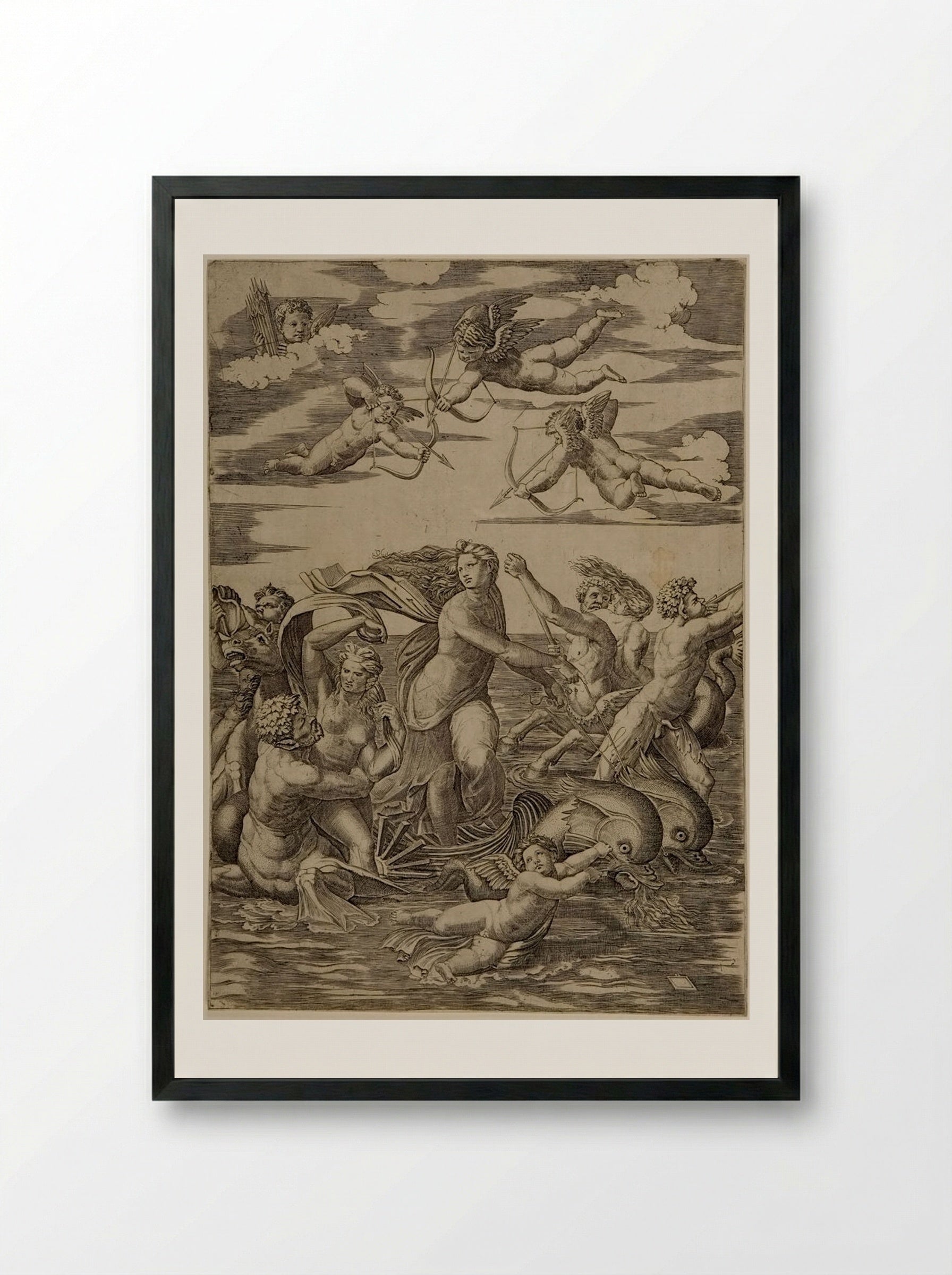 Galatea - Marcantonio Raimondi - Framed Print Black