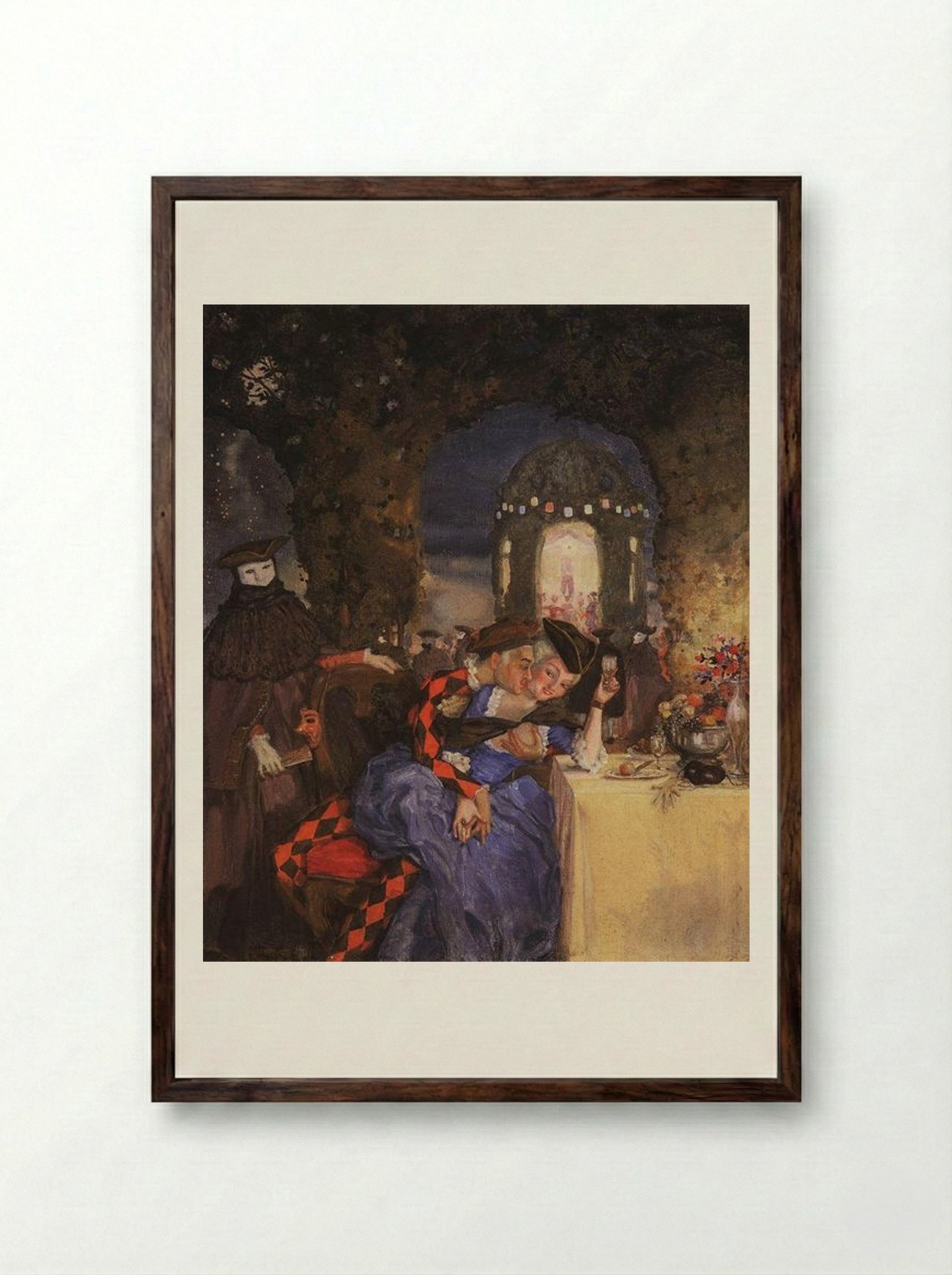 Gallant Scene (In the garden) - Konstantin Somov - Framed Print Dark Wood