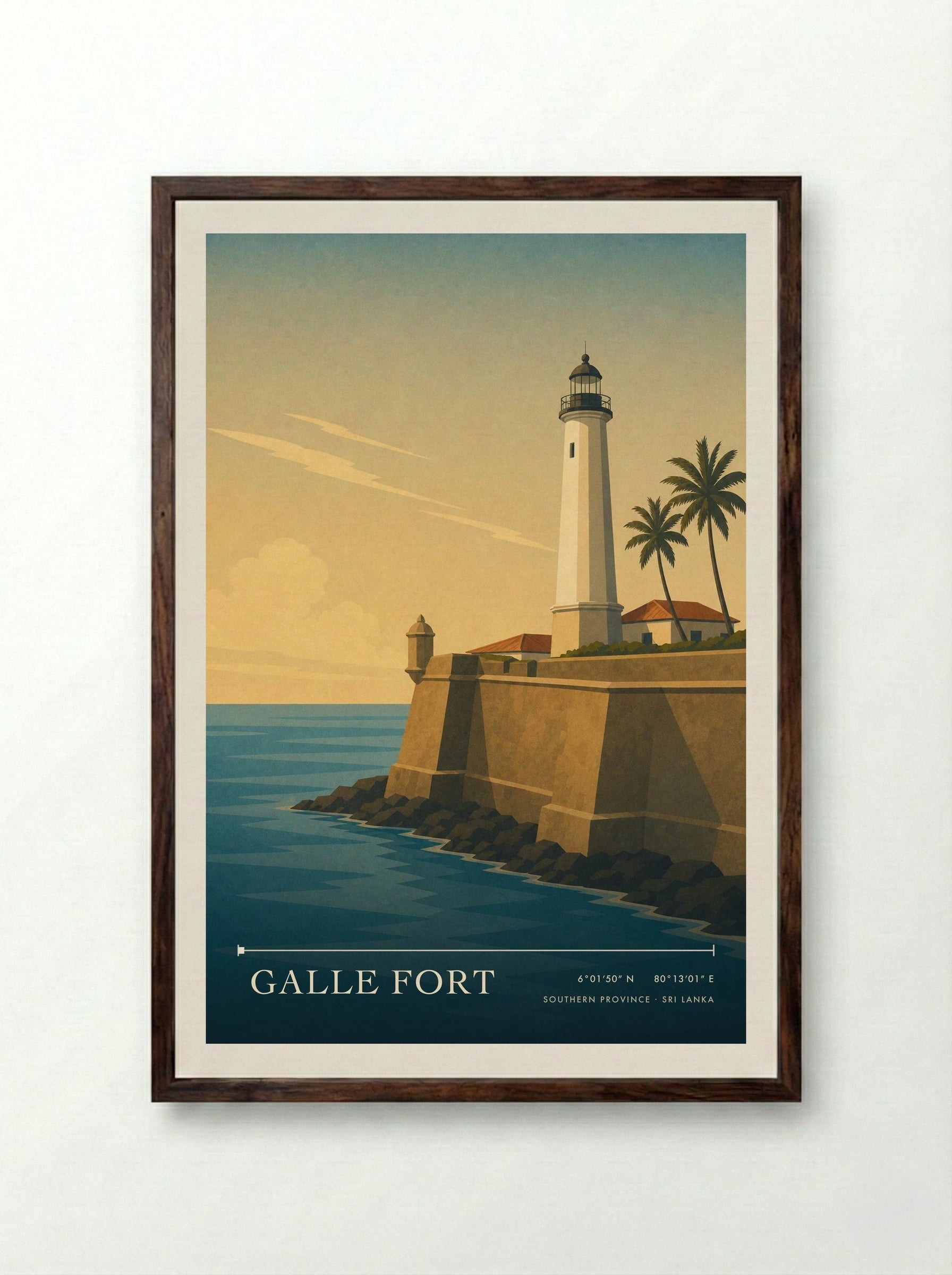 Galle Fort Southern Province Sri Lanka Travel Poster - Framed Print Dark Wood