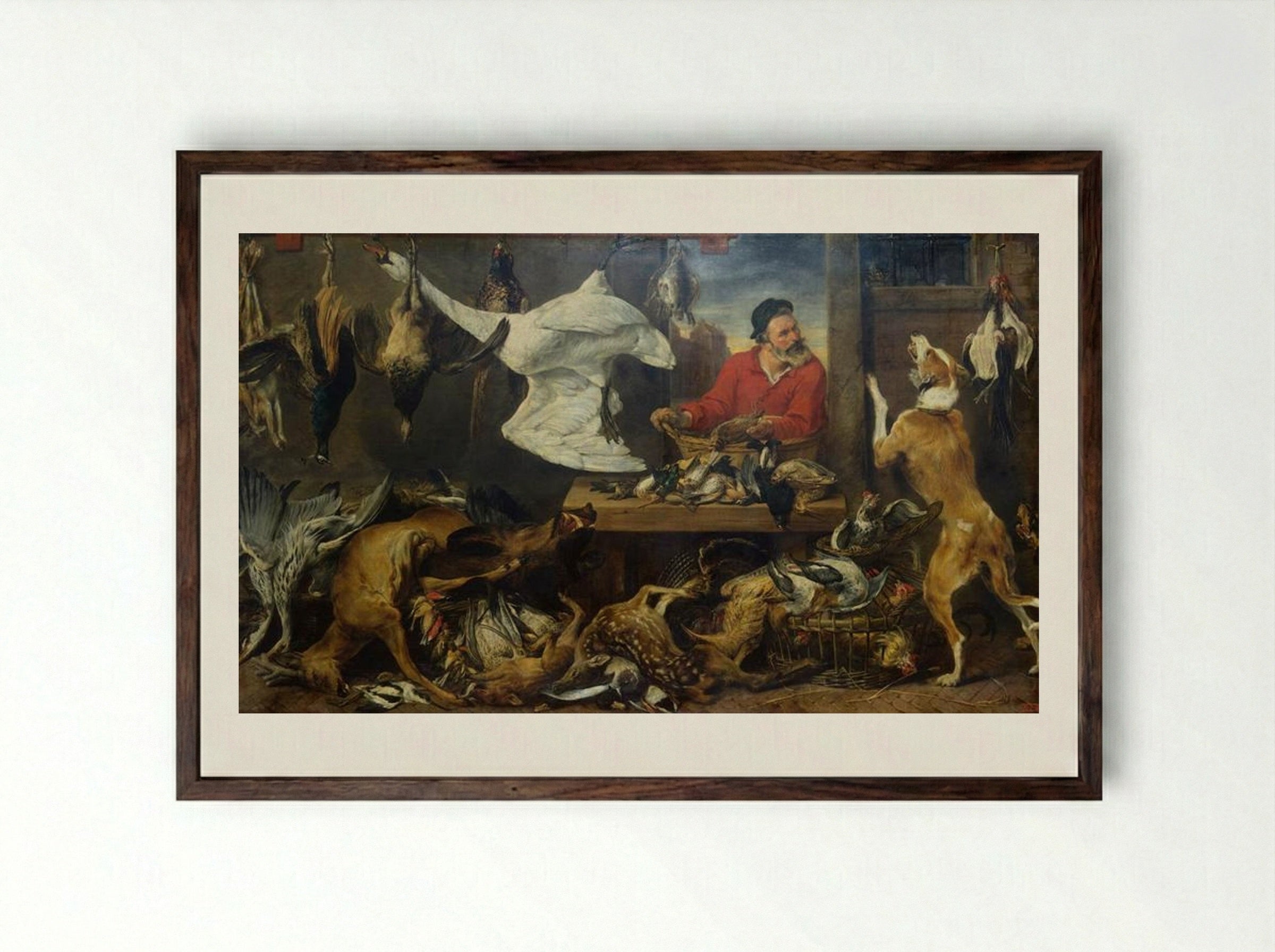 Game Stall - Frans Snyders - Framed Print Dark Wood