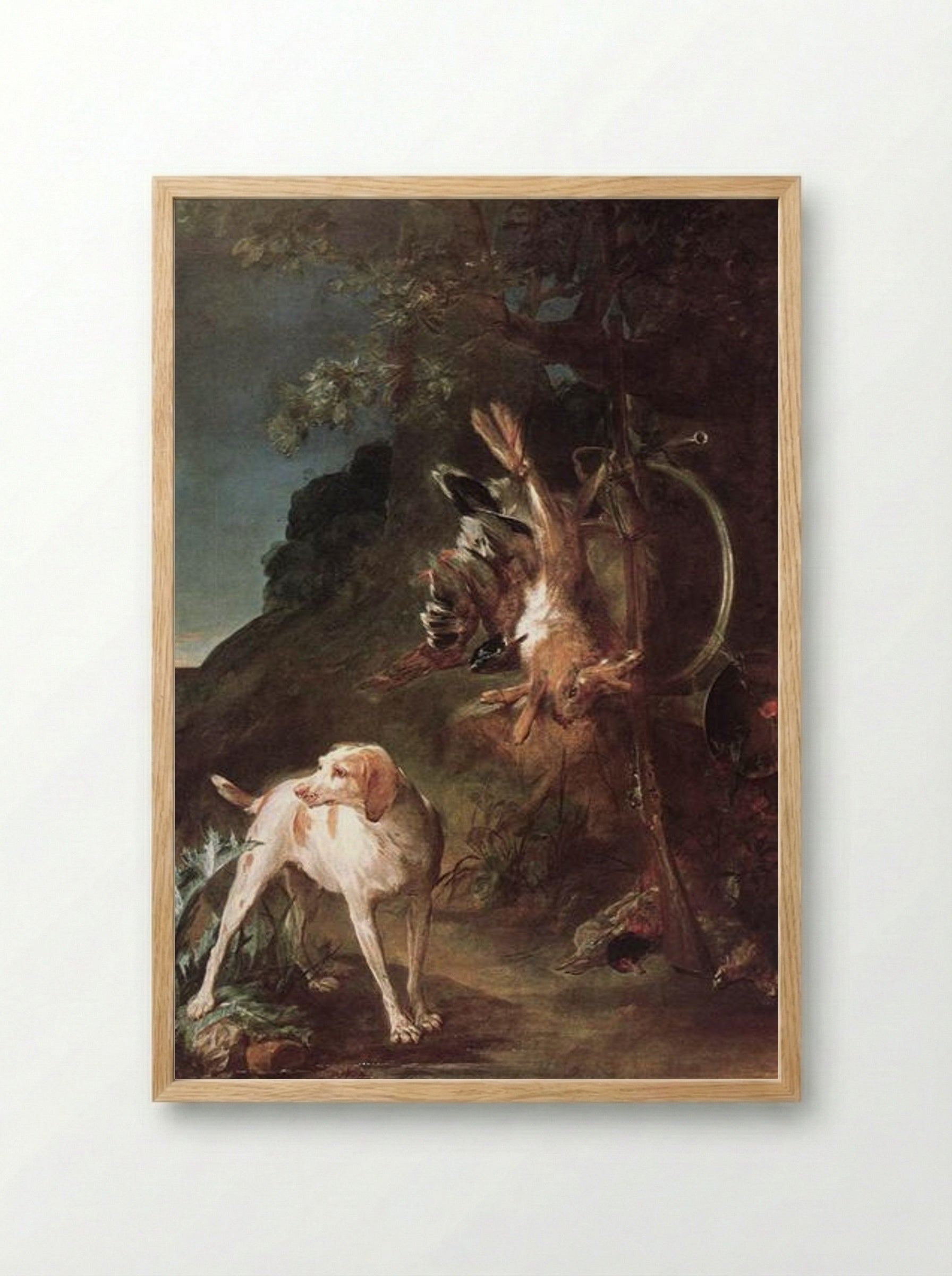Game Still Life with Hunting Dog - Jean-Baptiste-Simeon Chardin - Framed Print Wood