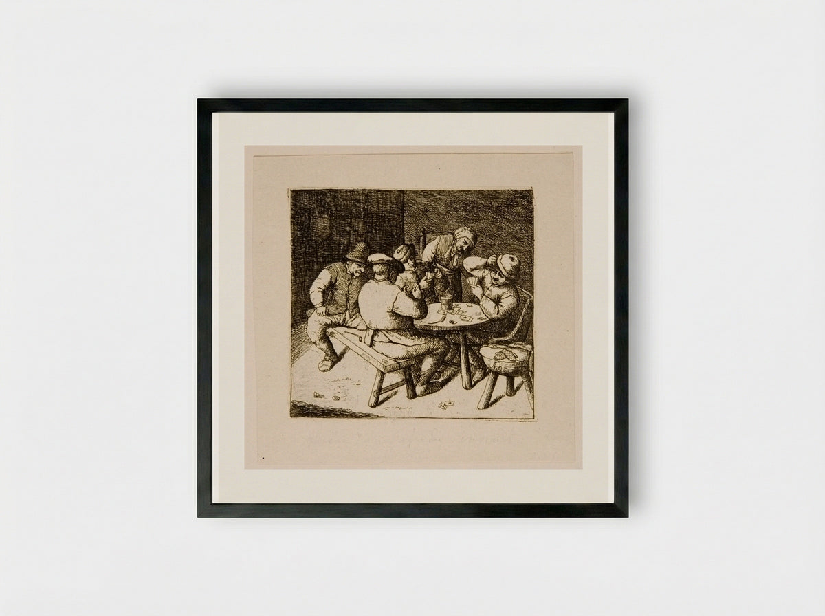 Game of Cards (second plate) - David Deuchar - Framed Print Black