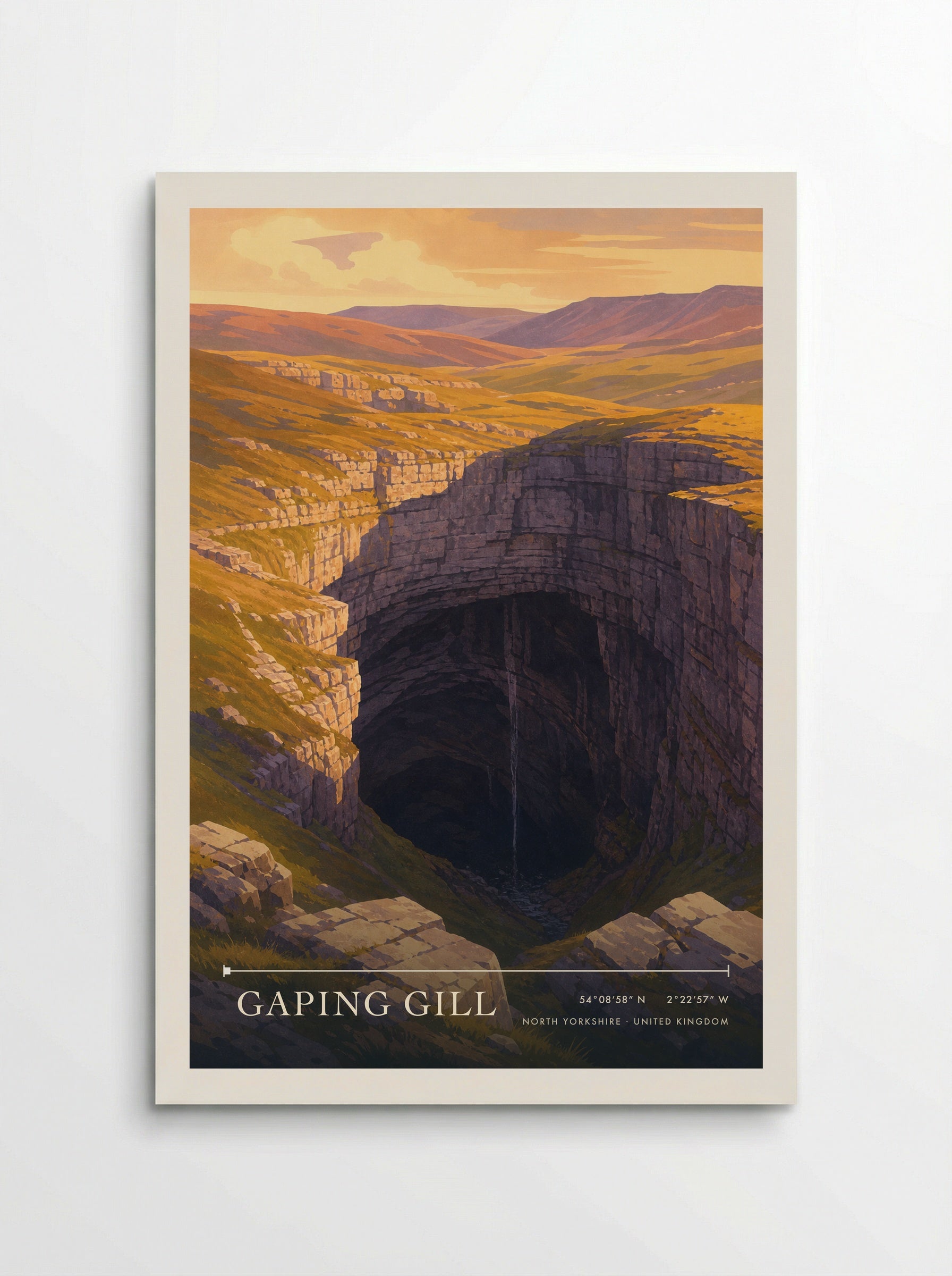 Gaping Gill North Yorkshire United Kingdom Travel Poster - Poster