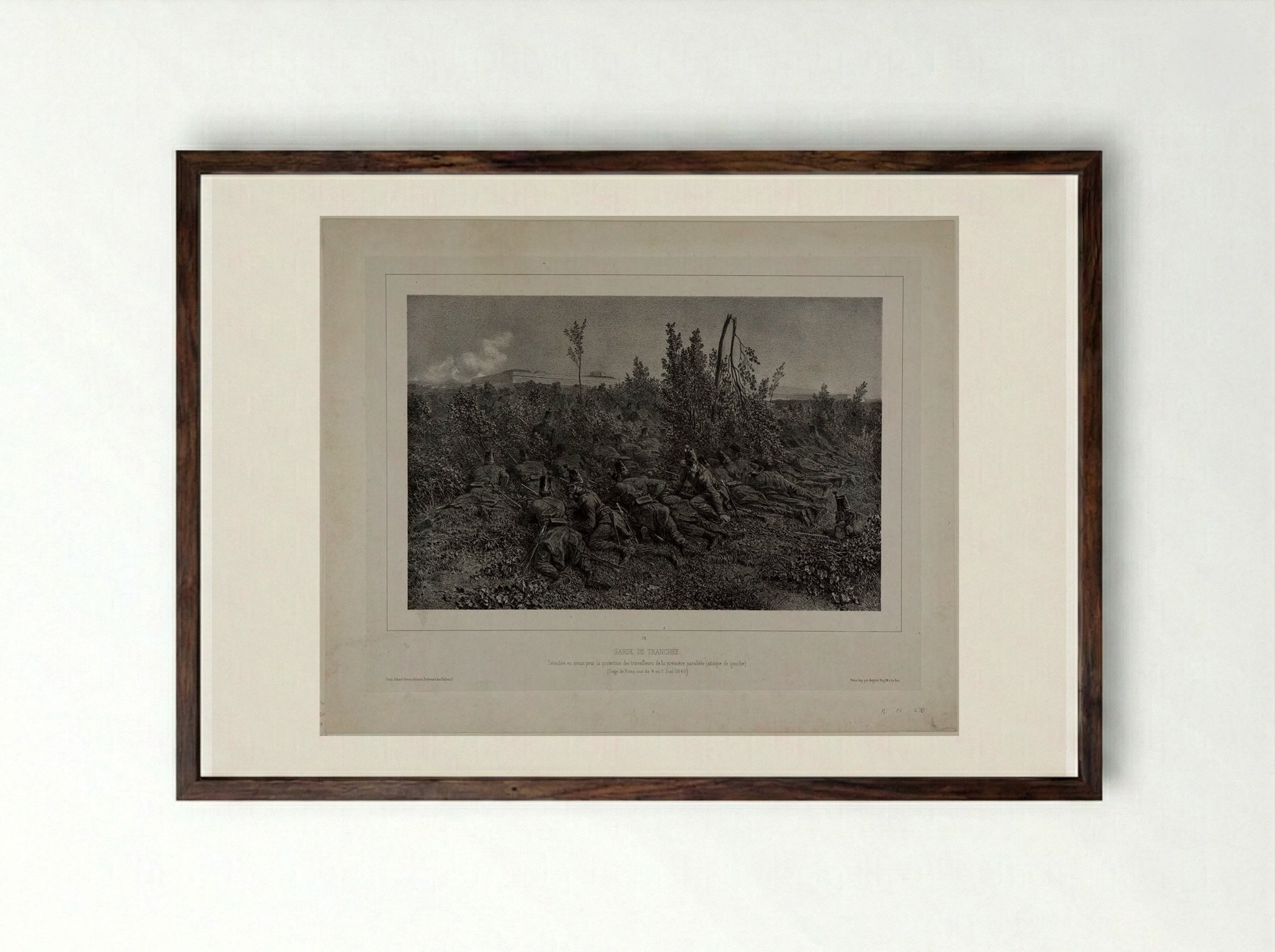 Garde de Tranchée - Denis-Auguste-Marie Raffet - Framed Print Dark Wood