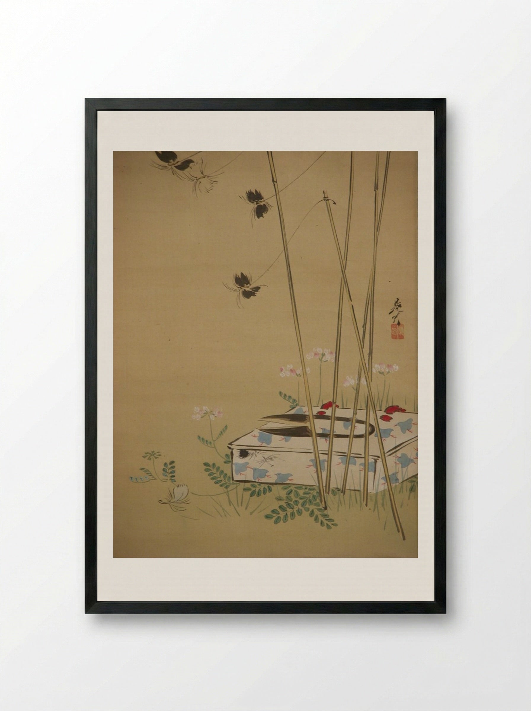 Garden Scene - Shibata Zeshin - Framed Print Black