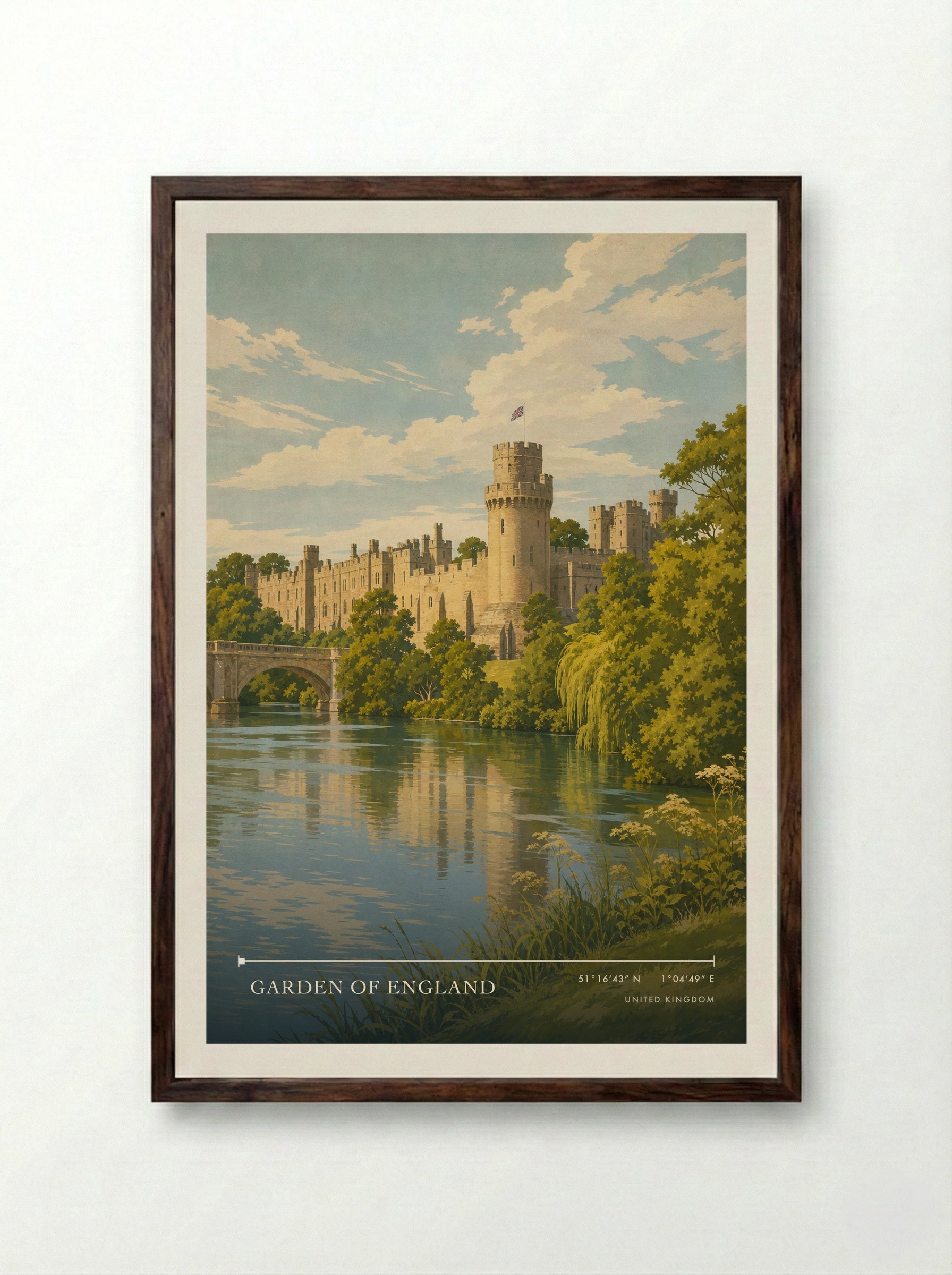 Garden of England United Kingdom Travel Poster - Framed Print Dark Wood
