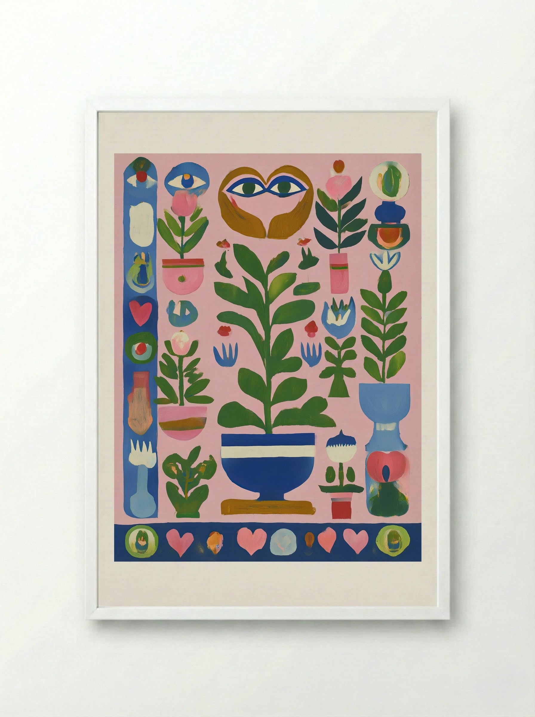 Garden of Heart and Eye - Framed Print White