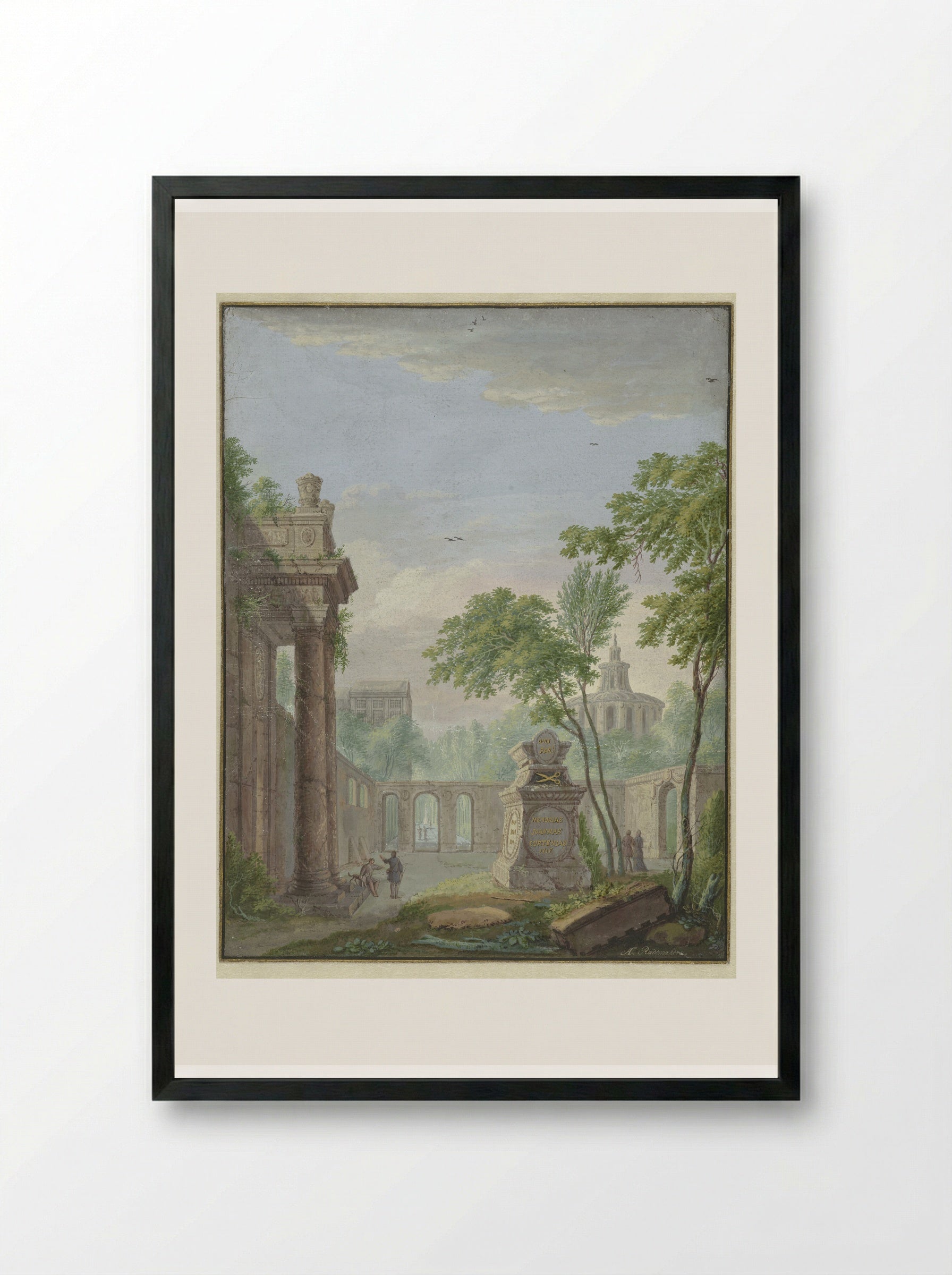 Garden with a Tomb in Memory of Johanna Koerten Blok - Abraham Rademaker - Framed Print Black