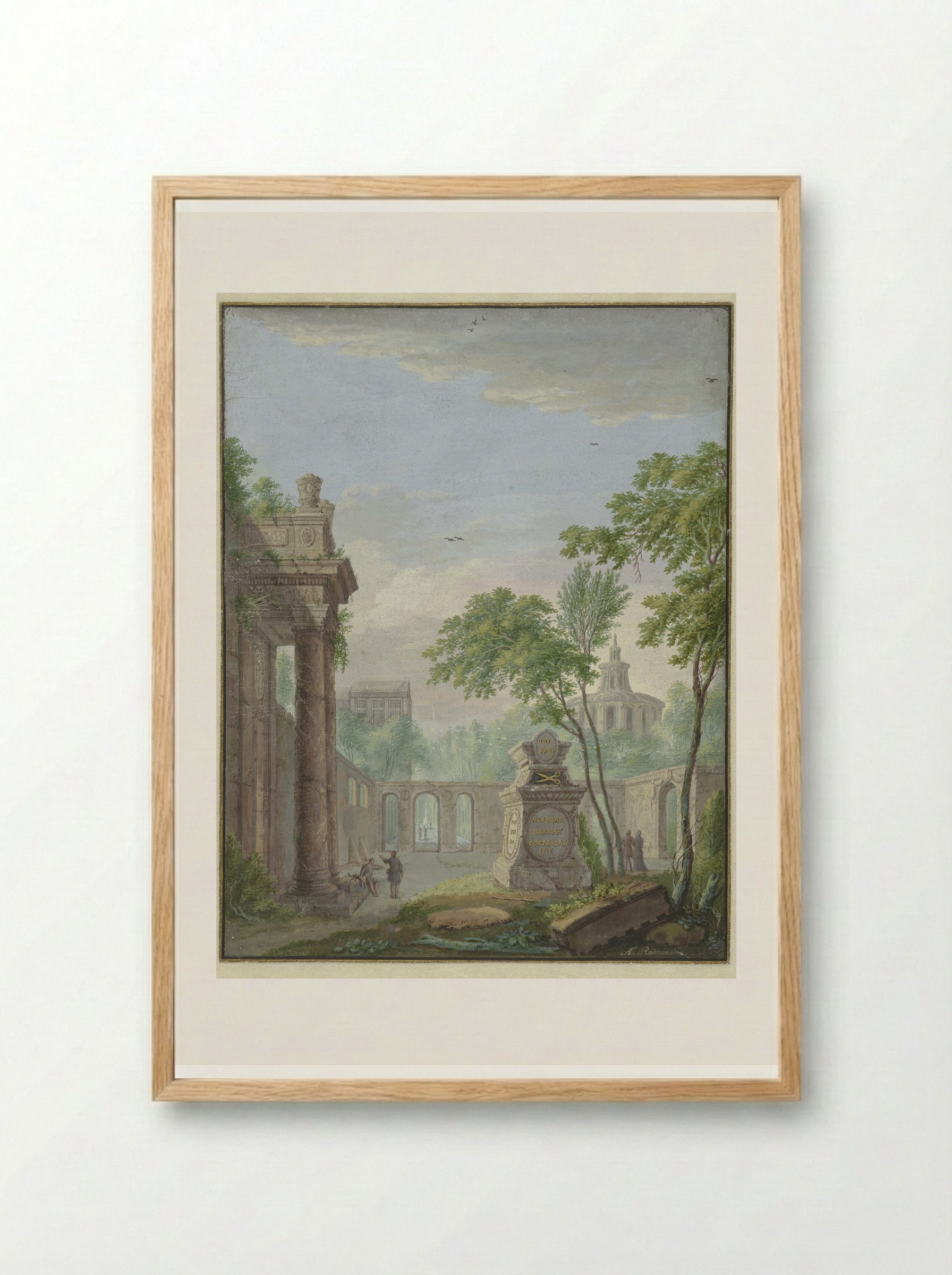 Garden with a Tomb in Memory of Johanna Koerten Blok - Abraham Rademaker - Framed Print Wood