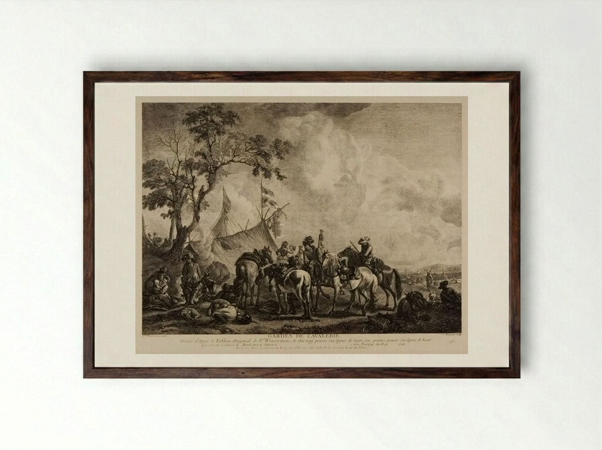 Gardes de Cavalerie - Jean Moyreau - Framed Print Dark Wood