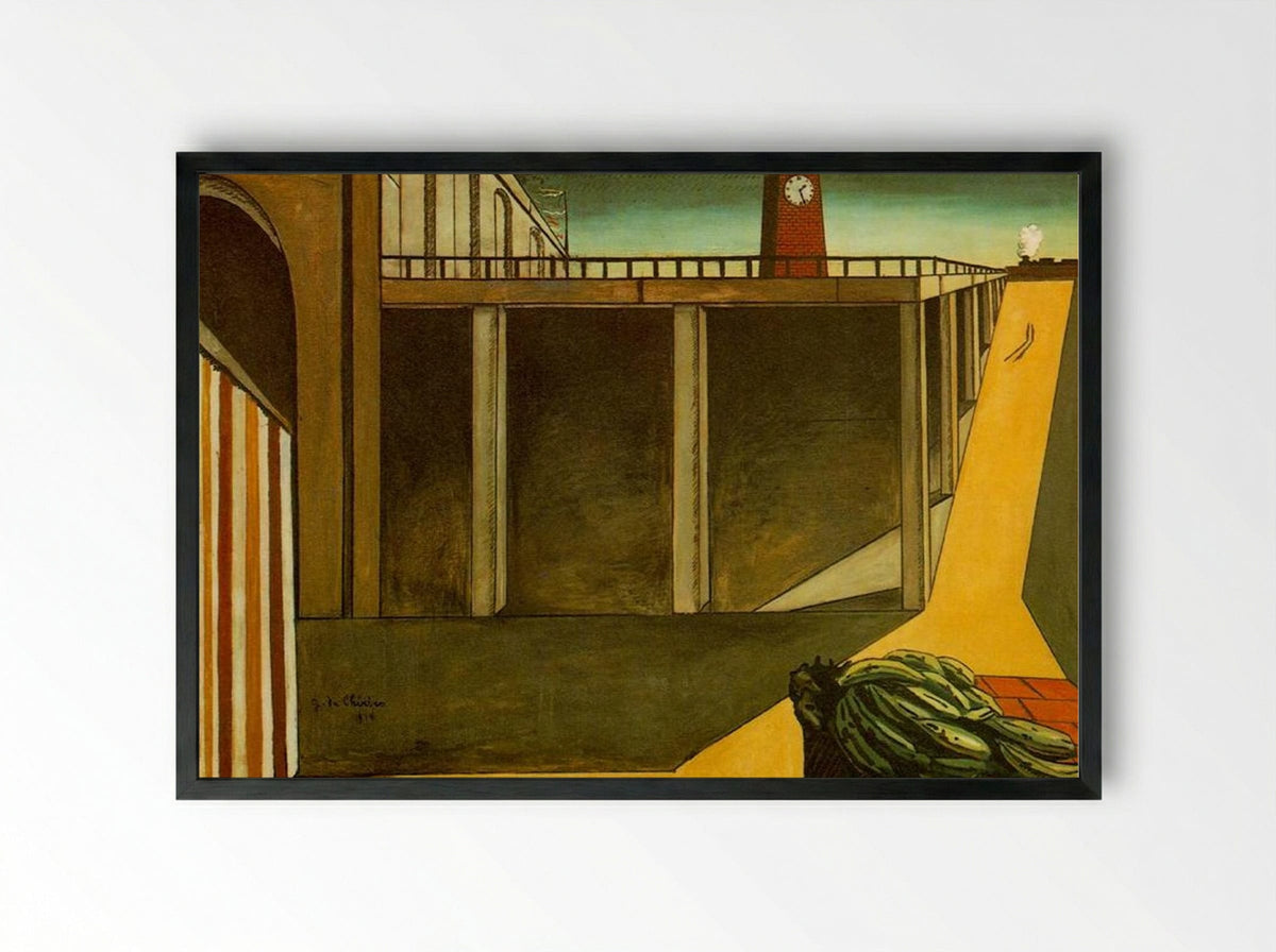 Gare Montparnasse (The Melancholy of Departure) - Giorgio de Chirico - Framed Print Black