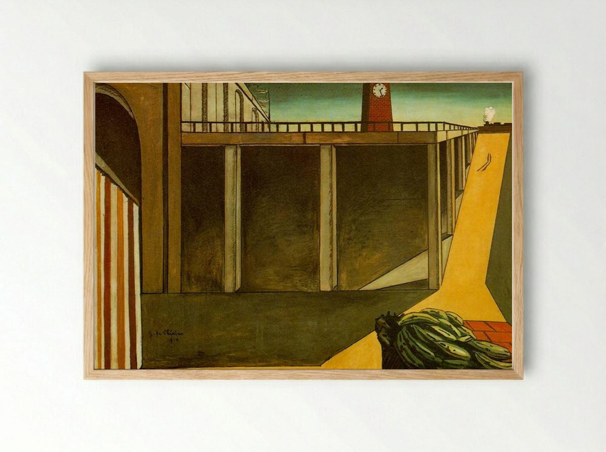 Gare Montparnasse (The Melancholy of Departure) - Giorgio de Chirico - Framed Print Wood