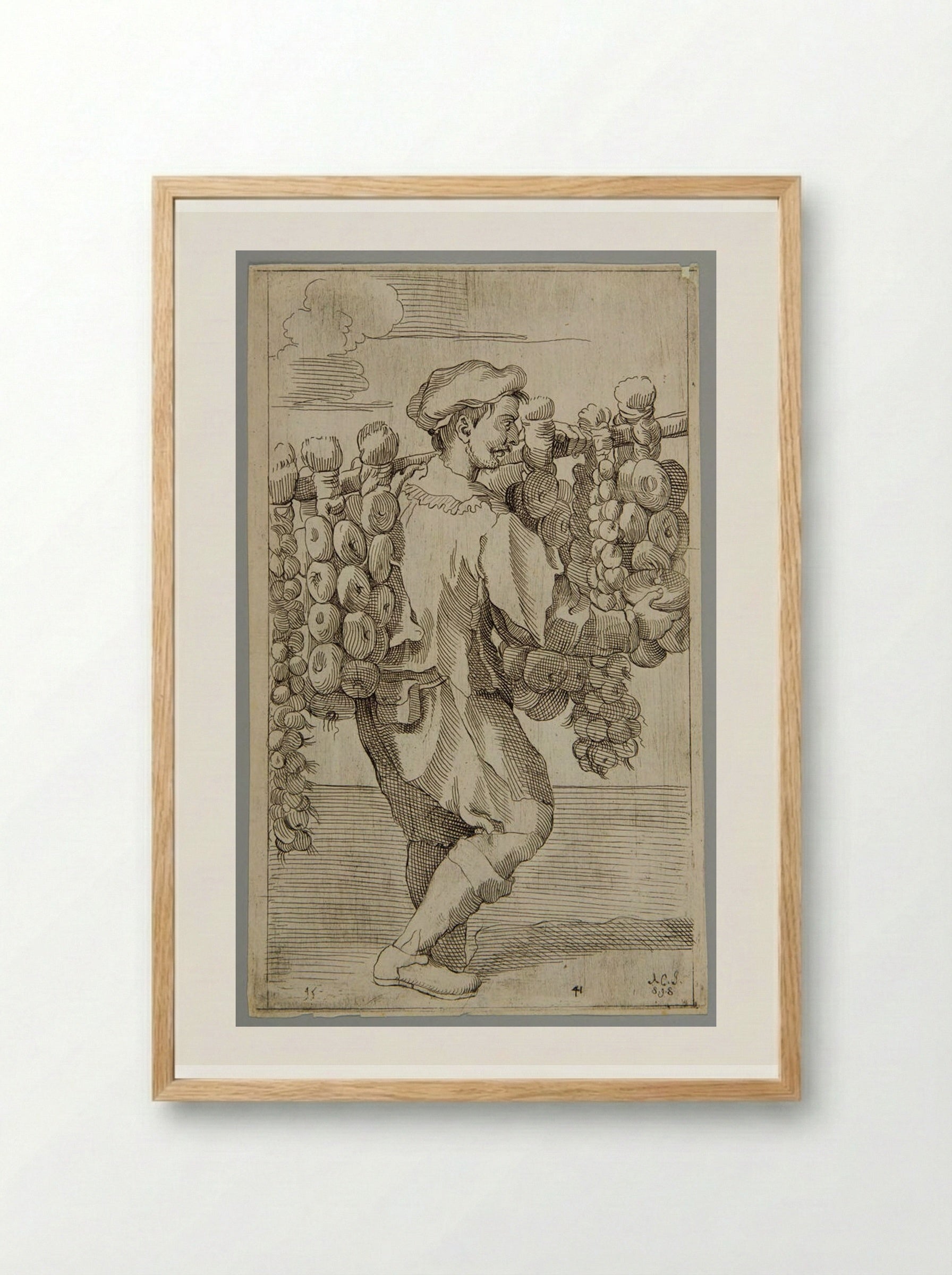 Garlic and onions for sale!, plate 41 - Simon Guillain - Framed Print Wood