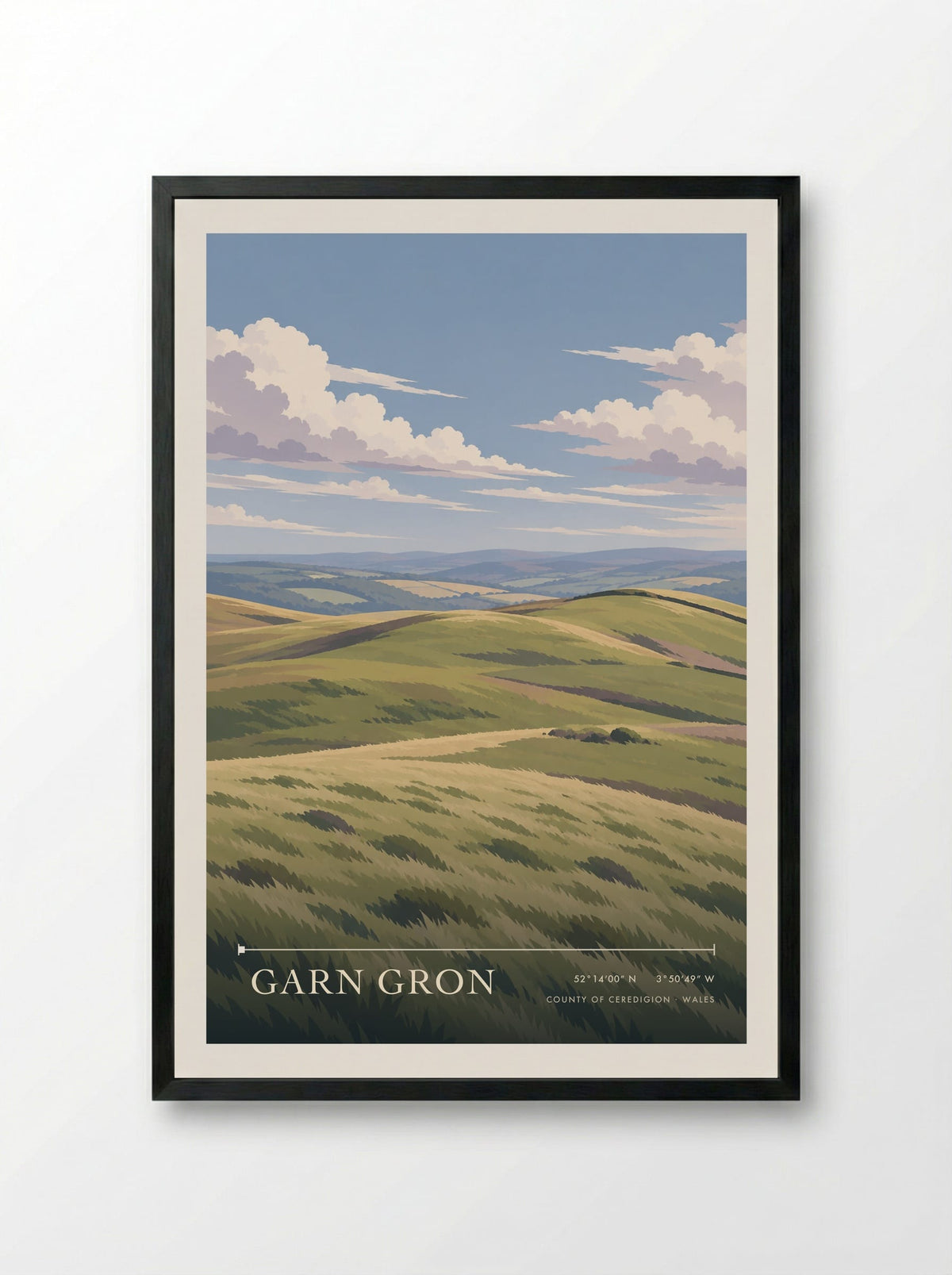 Garn Gron, County of Ceredigion | Travel Poster - Framed Print Black