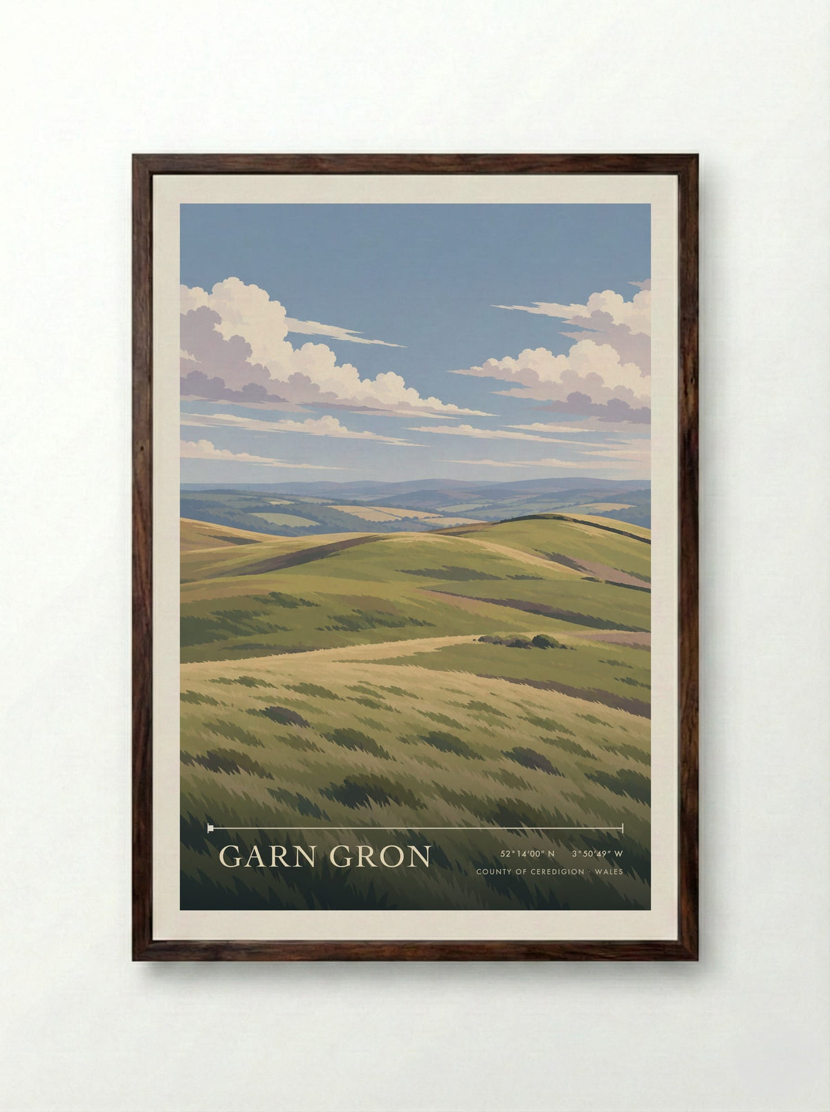 Garn Gron, County of Ceredigion | Travel Poster - Framed Print Dark Wood