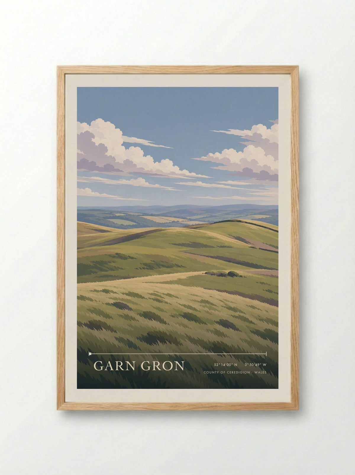 Garn Gron, County of Ceredigion | Travel Poster - Framed Print Wood
