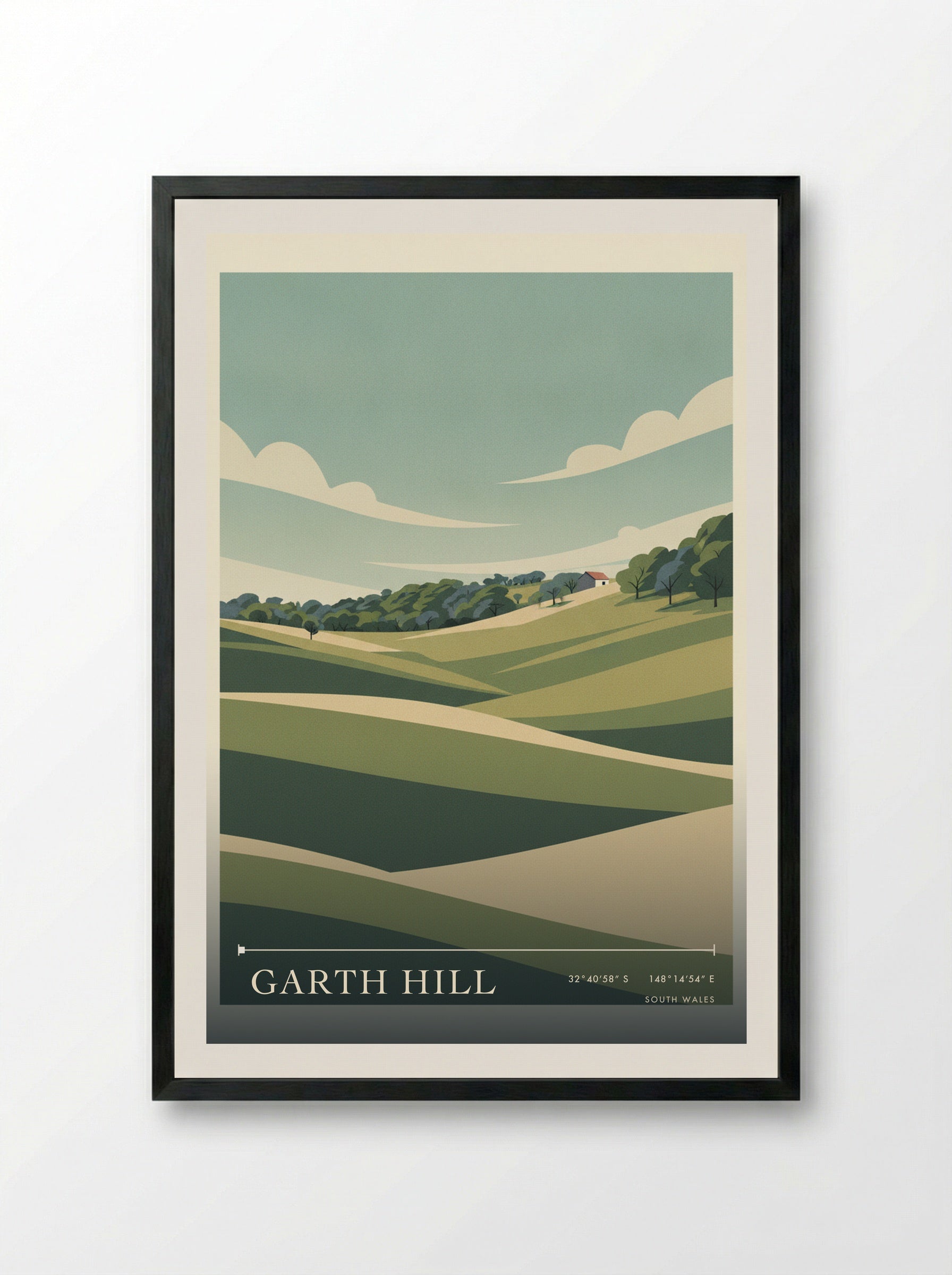 Garth Hill South Wales Wales Travel Poster - Framed Print Black