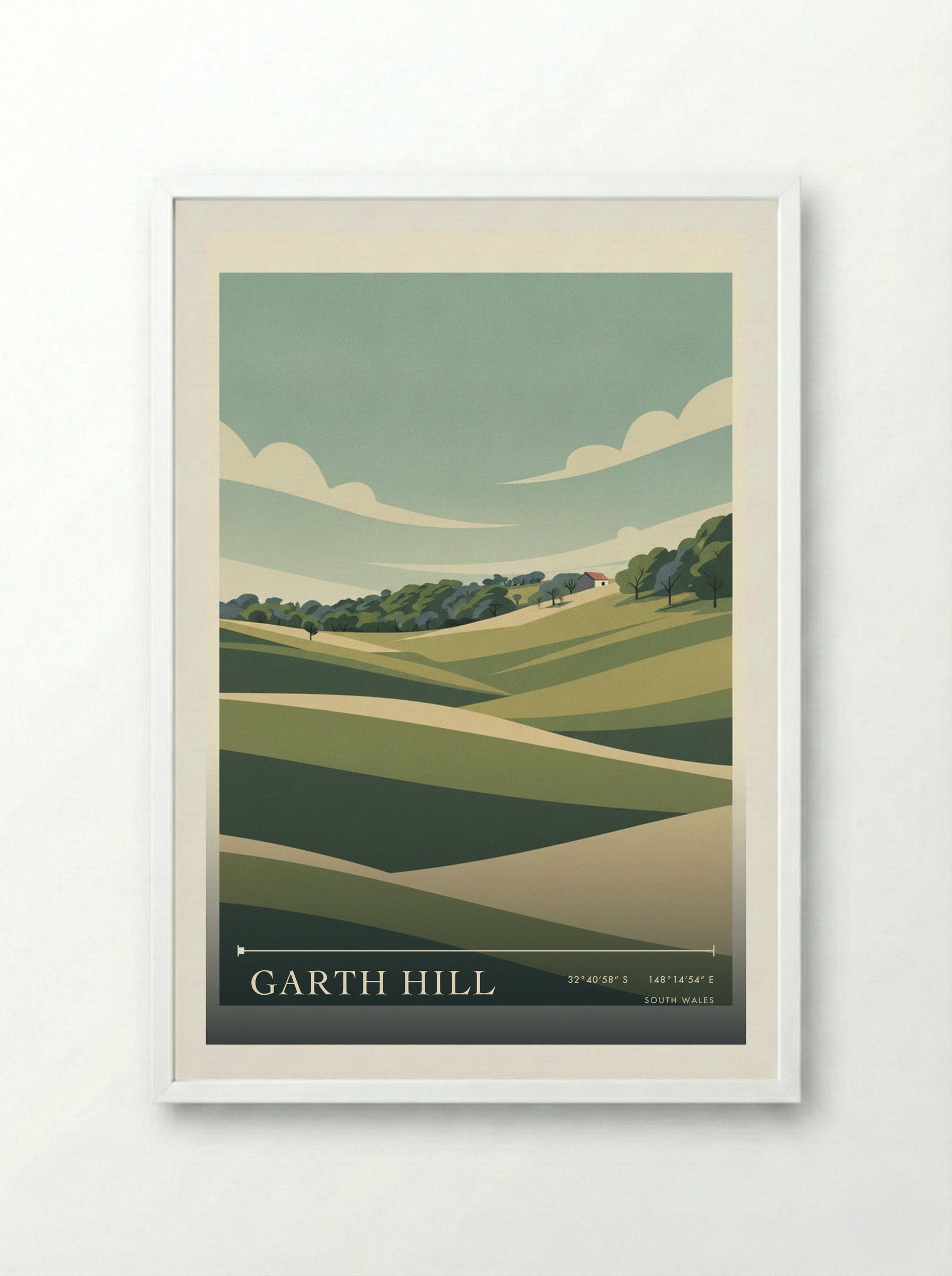 Garth Hill South Wales Wales Travel Poster - Framed Print White