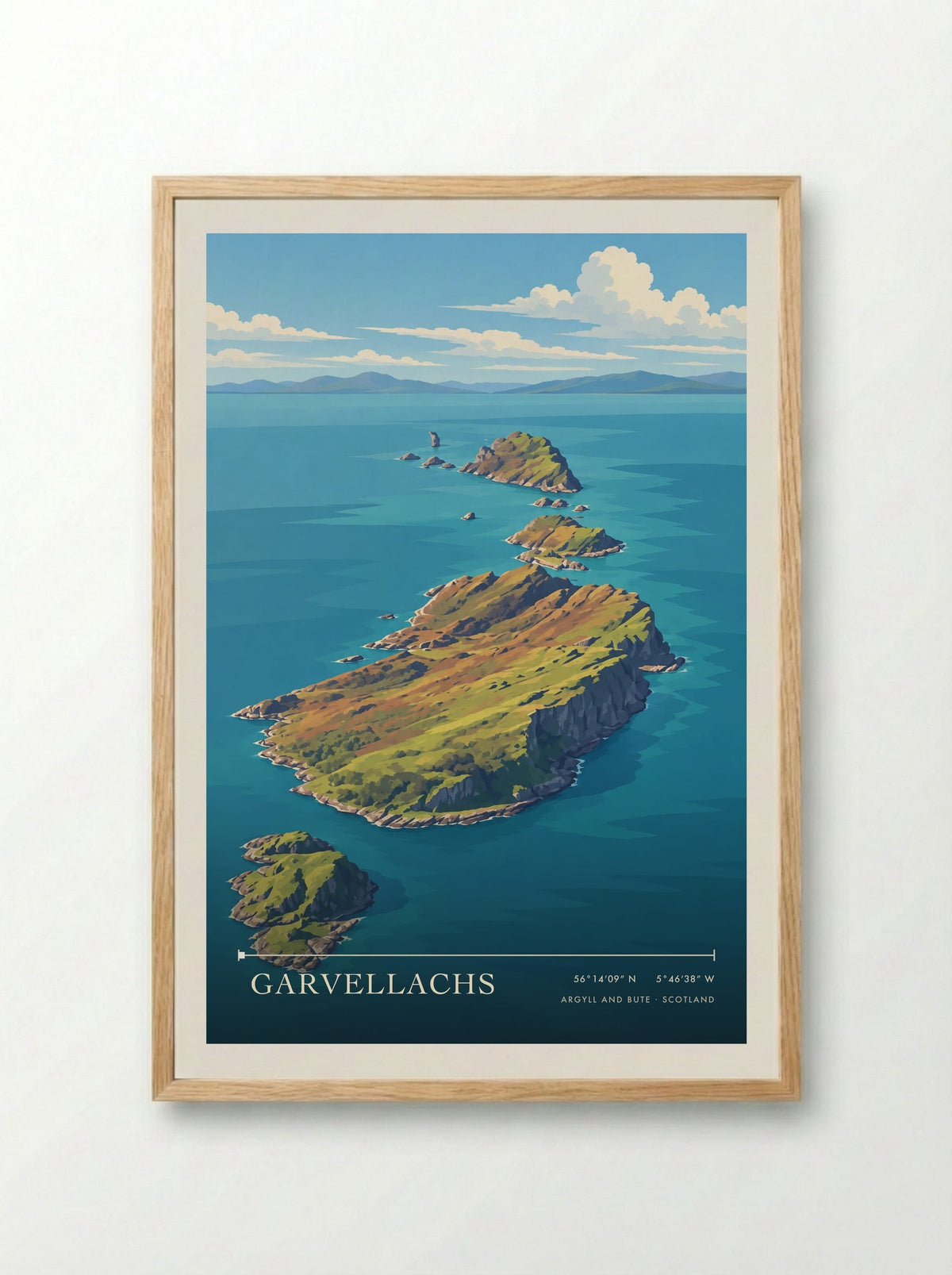 Garvellachs, Argyll and Bute | Travel Poster - Framed Print Wood