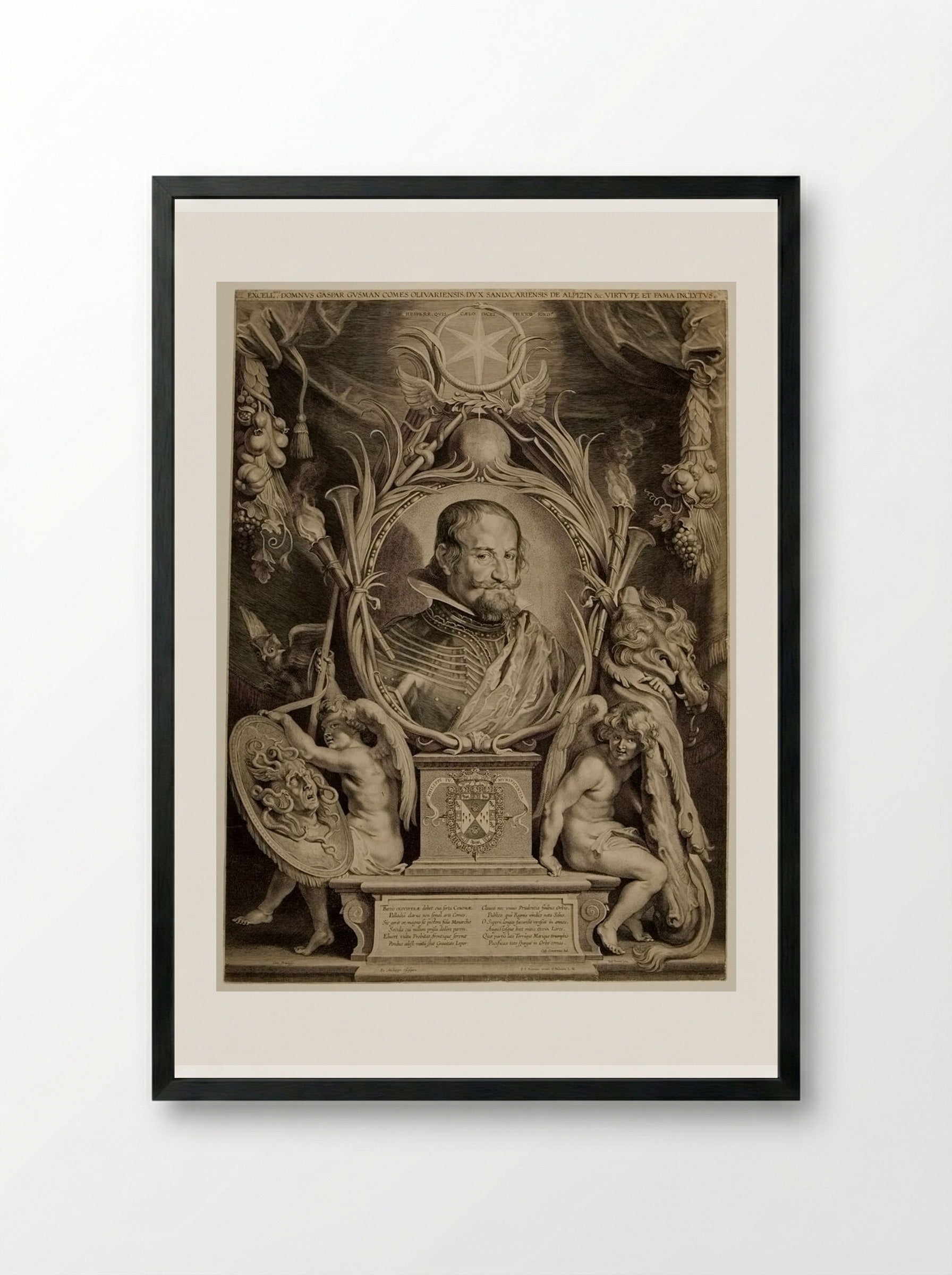 Gaspar de Guzmán, Count of Olivarez - Paulus Pontius - Framed Print Black