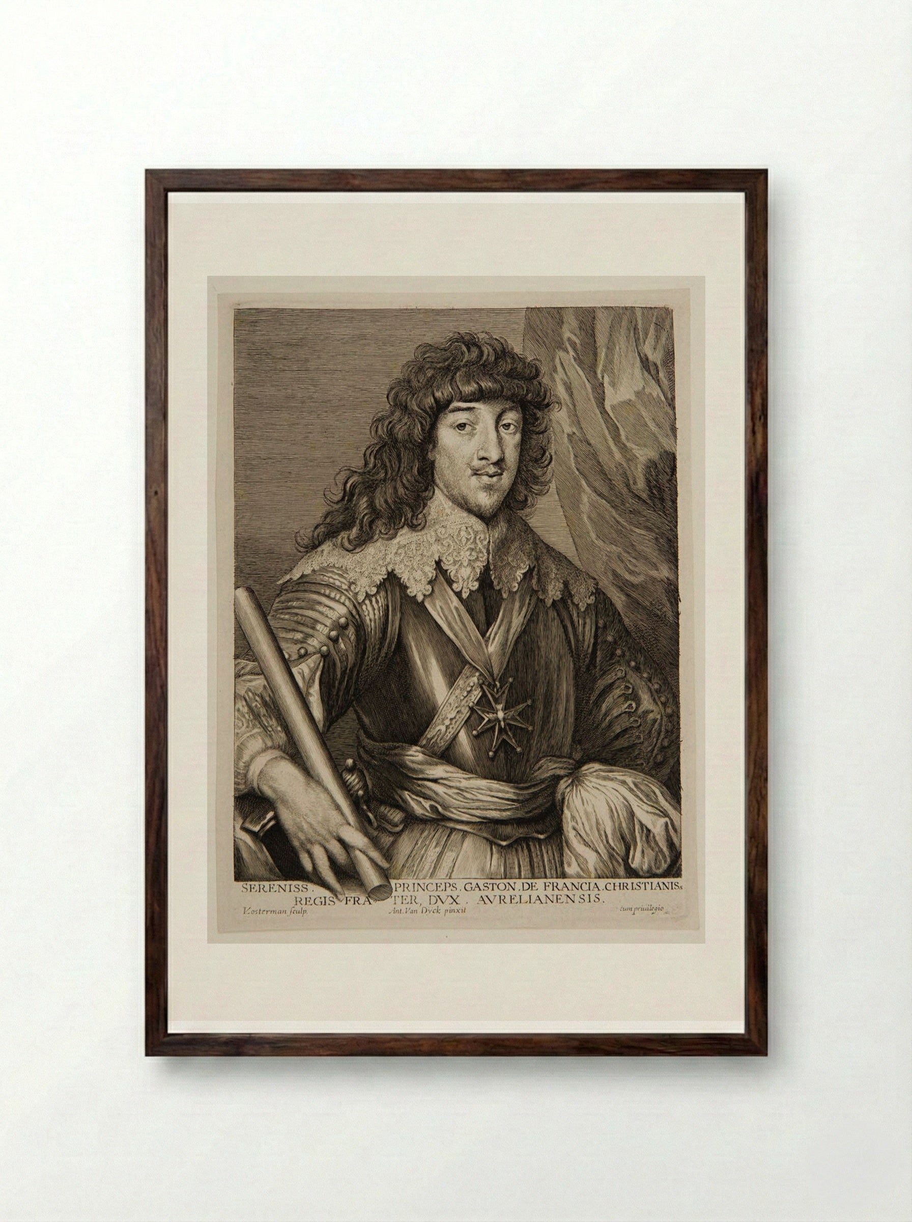 Gaston de France, duc d'Orléans - Lucas Vorsterman I - Framed Print Dark Wood
