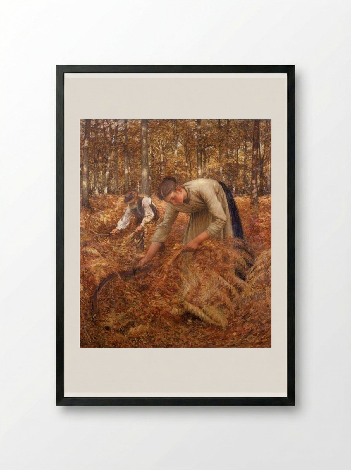 Gathering Bracken - Henry Herbert La Thangue - Framed Print Black