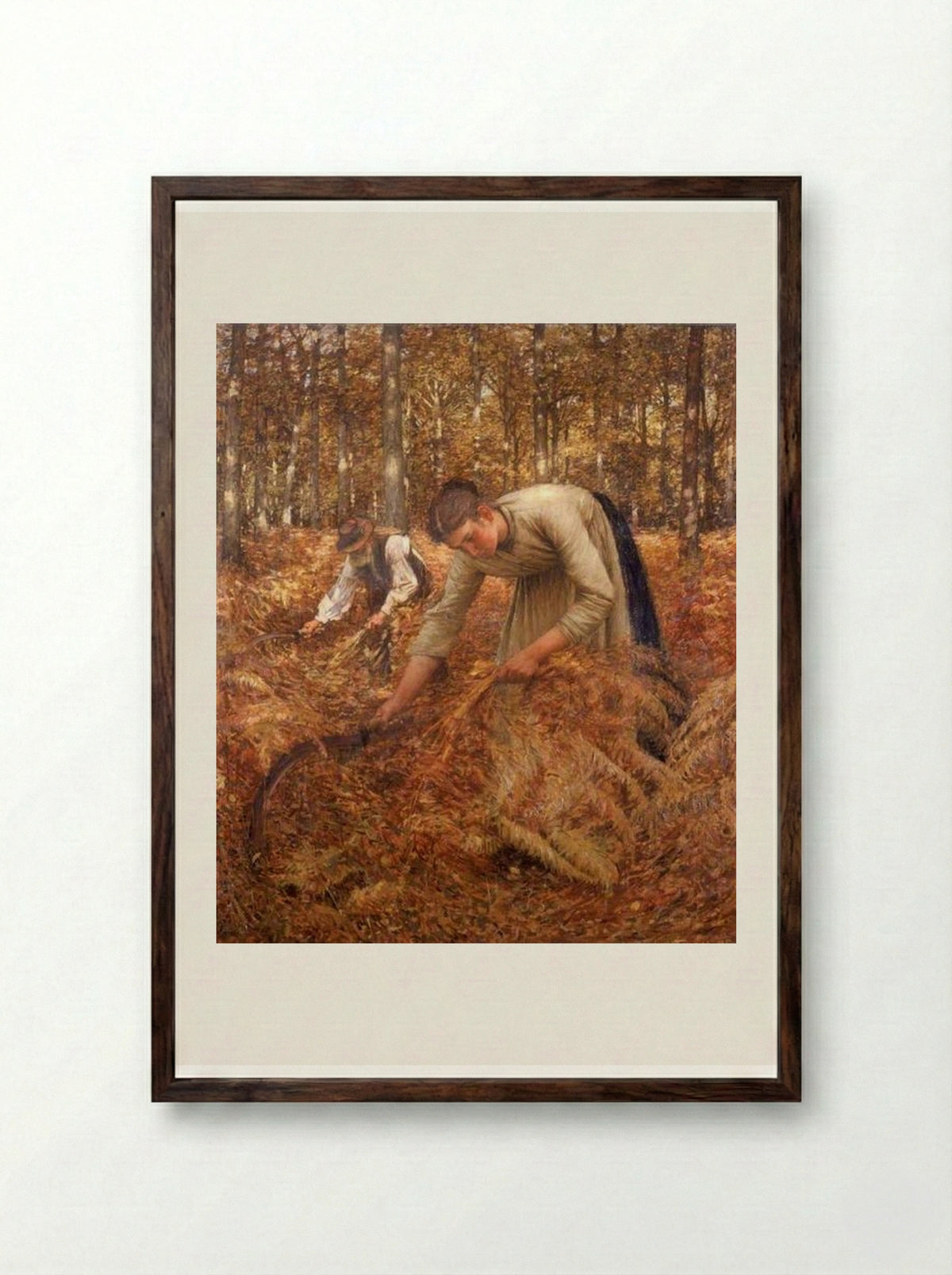 Gathering Bracken - Henry Herbert La Thangue - Framed Print Dark Wood