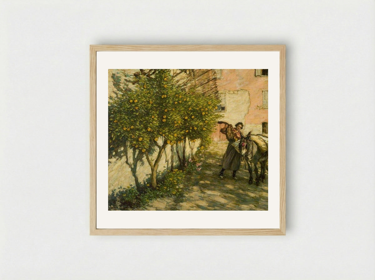 Gathering Oranges - Henry Herbert La Thangue - Framed Print Wood