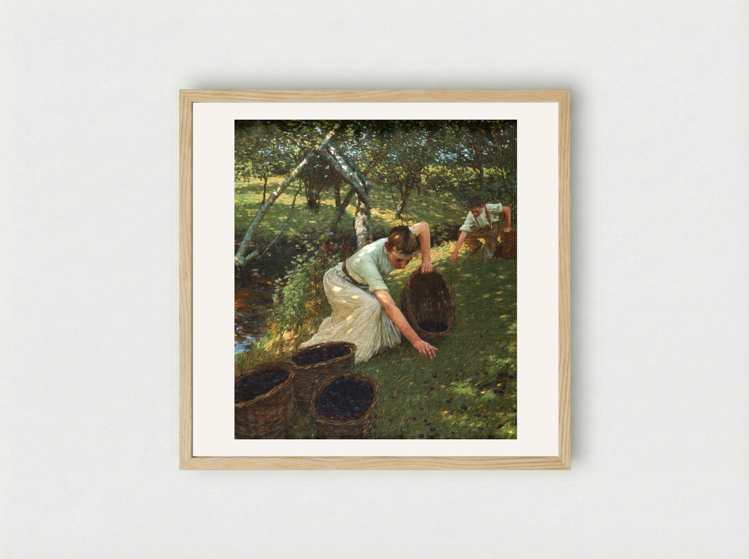 Gathering Plums - Henry Herbert La Thangue - Framed Print Wood