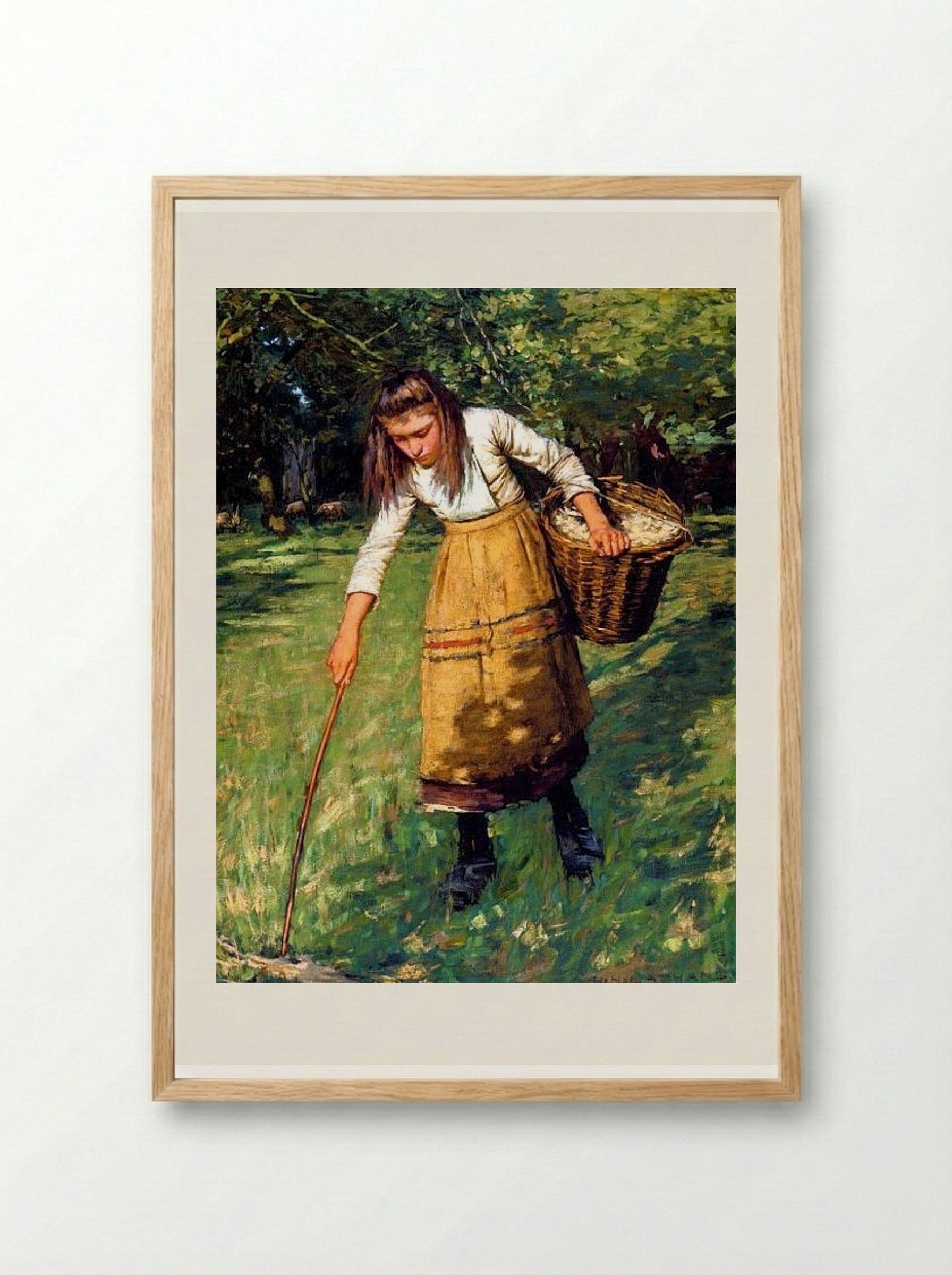 Gathering Wool - Henry Herbert La Thangue - Framed Print Wood
