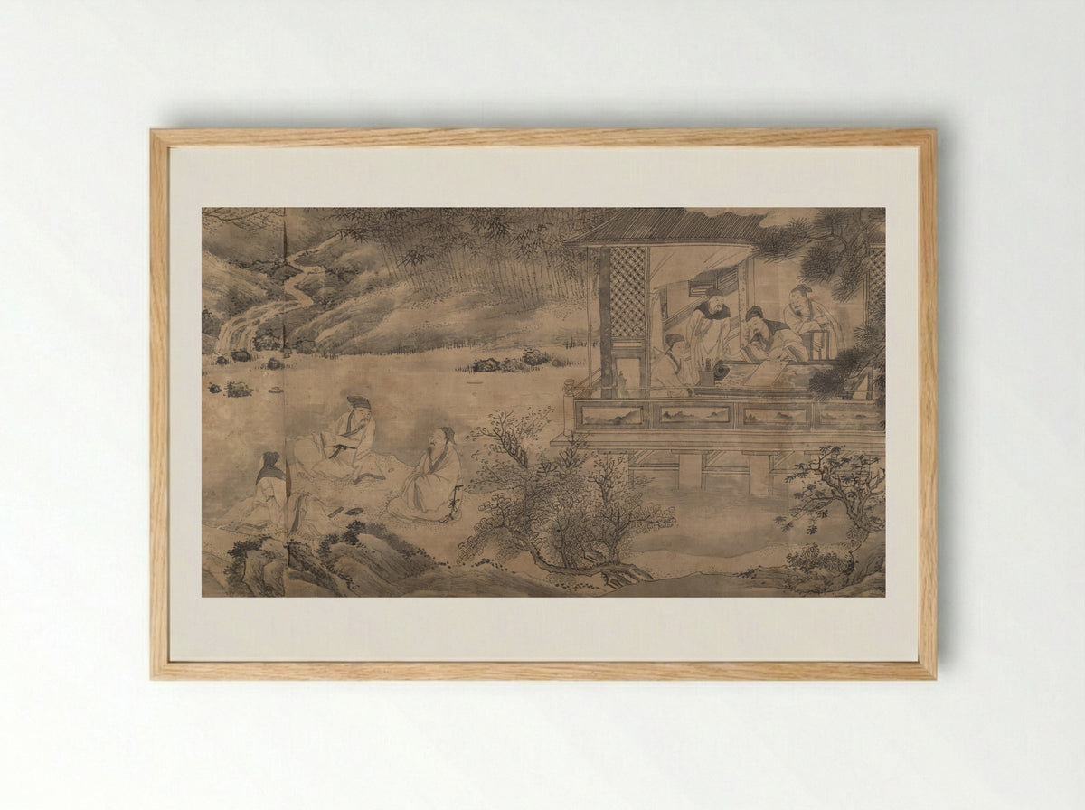 Gathering at the Orchid Pavilion - Qian Gong - Framed Print Wood