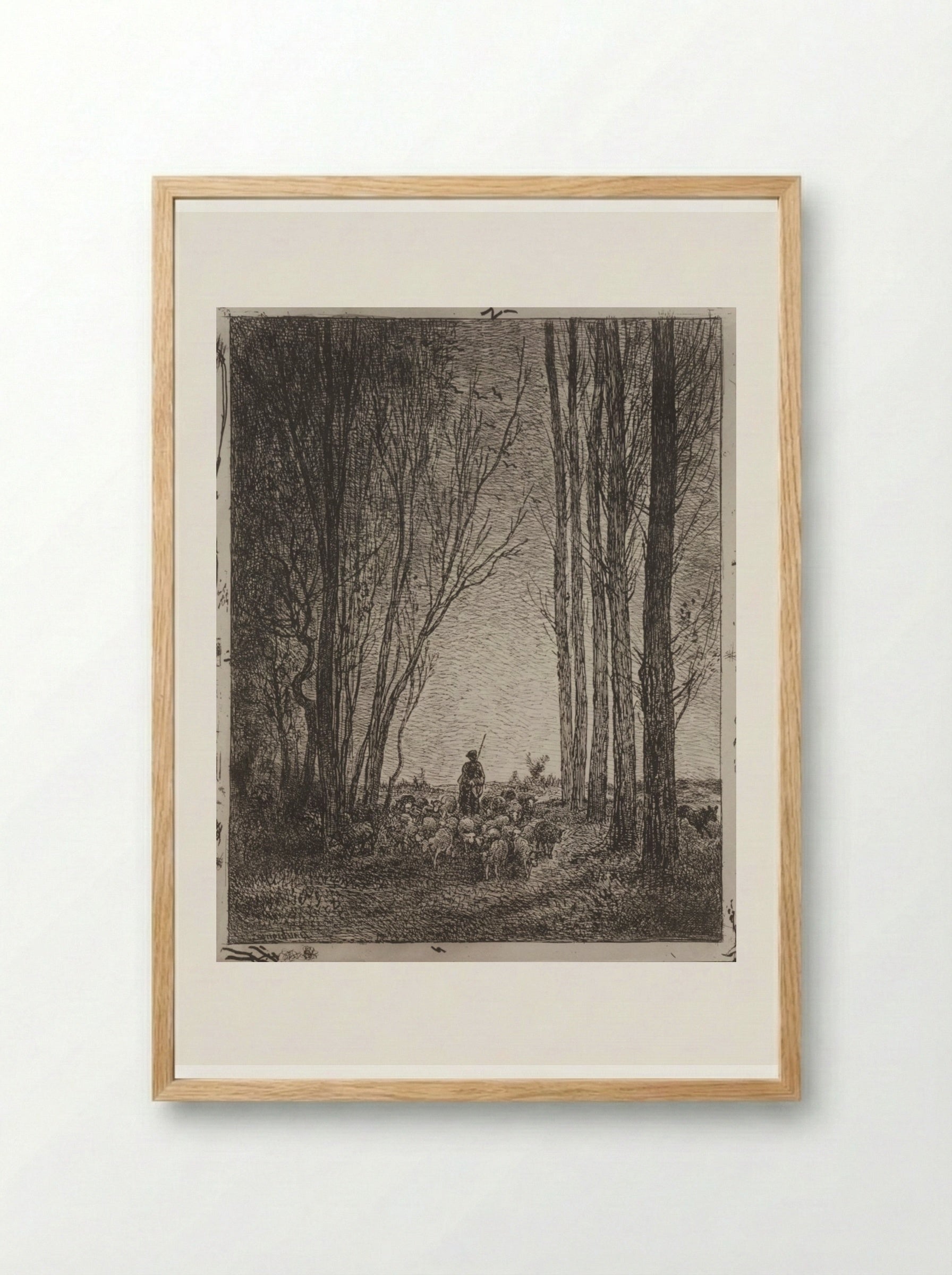 Gathering in the Flock - Charles François Daubigny - Framed Print Wood
