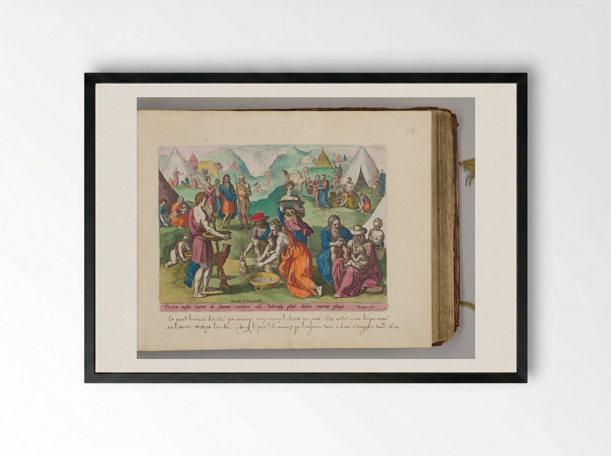 Gathering of the Manna - Johann Sadeler I - Framed Print Black