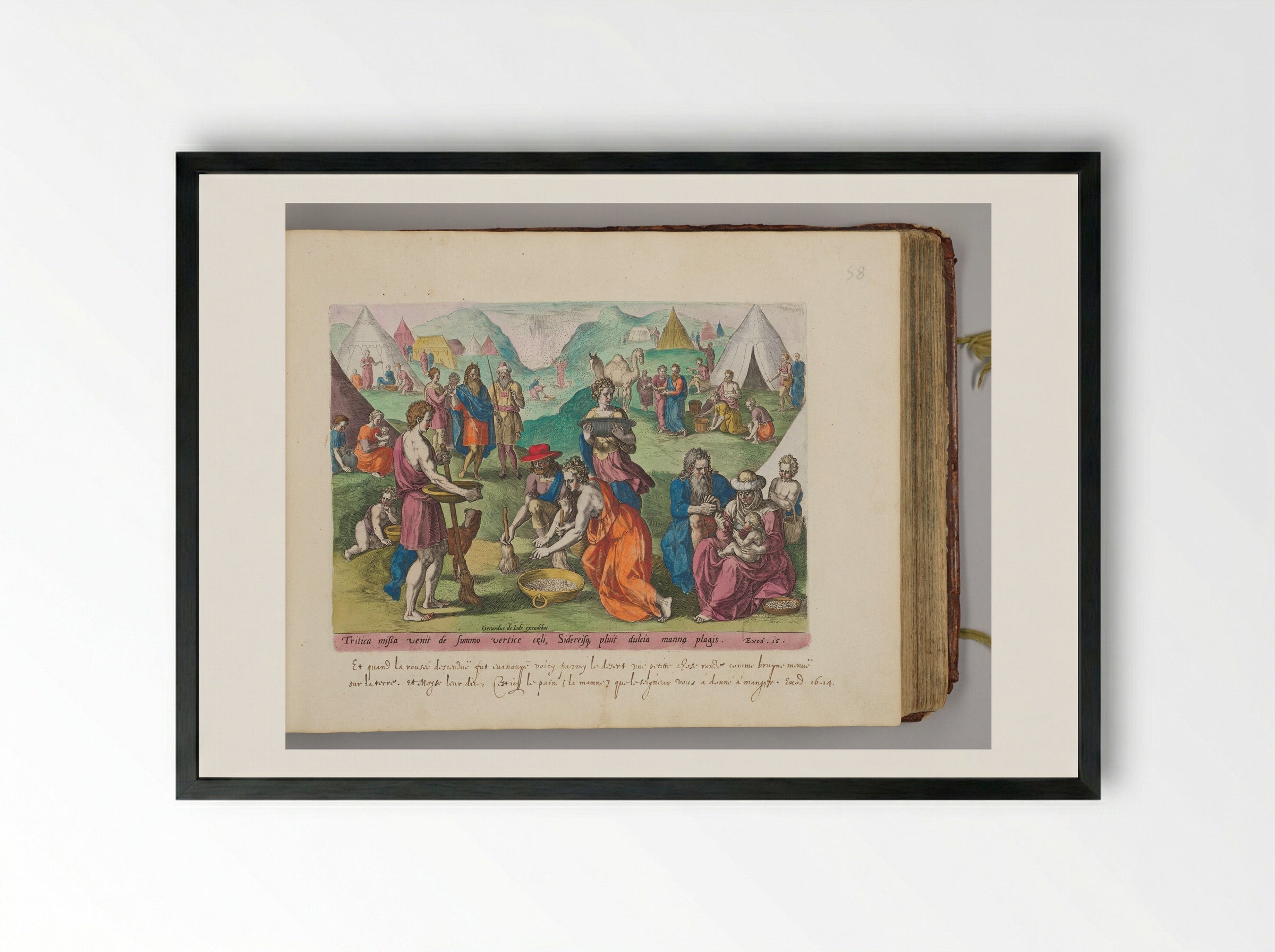 Gathering of the Manna - Johann Sadeler I - Framed Print Black