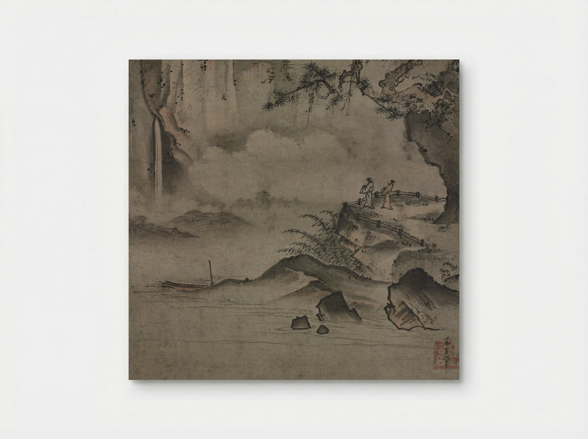 Gazing at a Waterfall - Sōami - Poster
