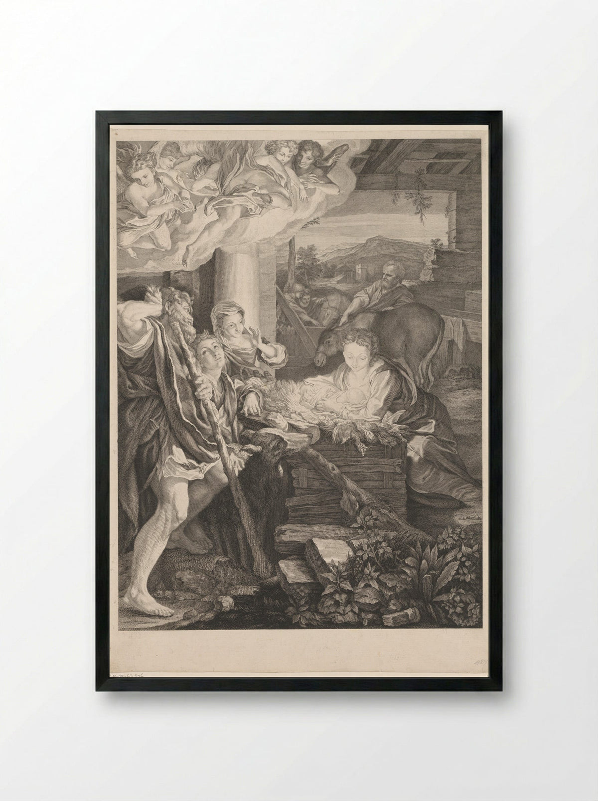 Geboorte van Christus - Pierre Louis Surugue - Framed Print Black