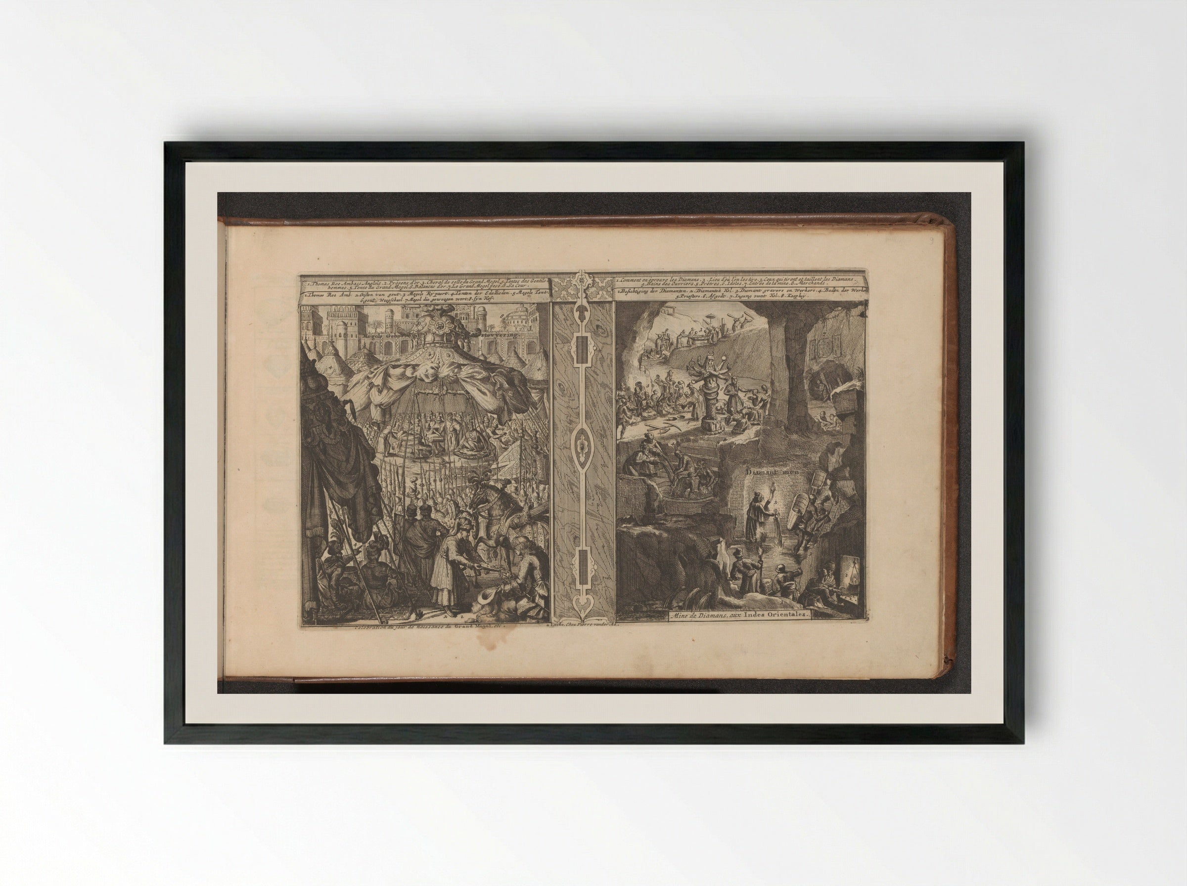 Geboorteviering van Mongolië; Diamantmijn - Romeyn de Hooghe - Framed Print Black