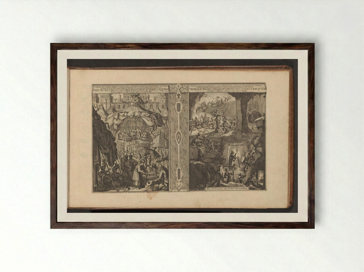 Geboorteviering van Mongolië; Diamantmijn - Romeyn de Hooghe - Framed Print Dark Wood