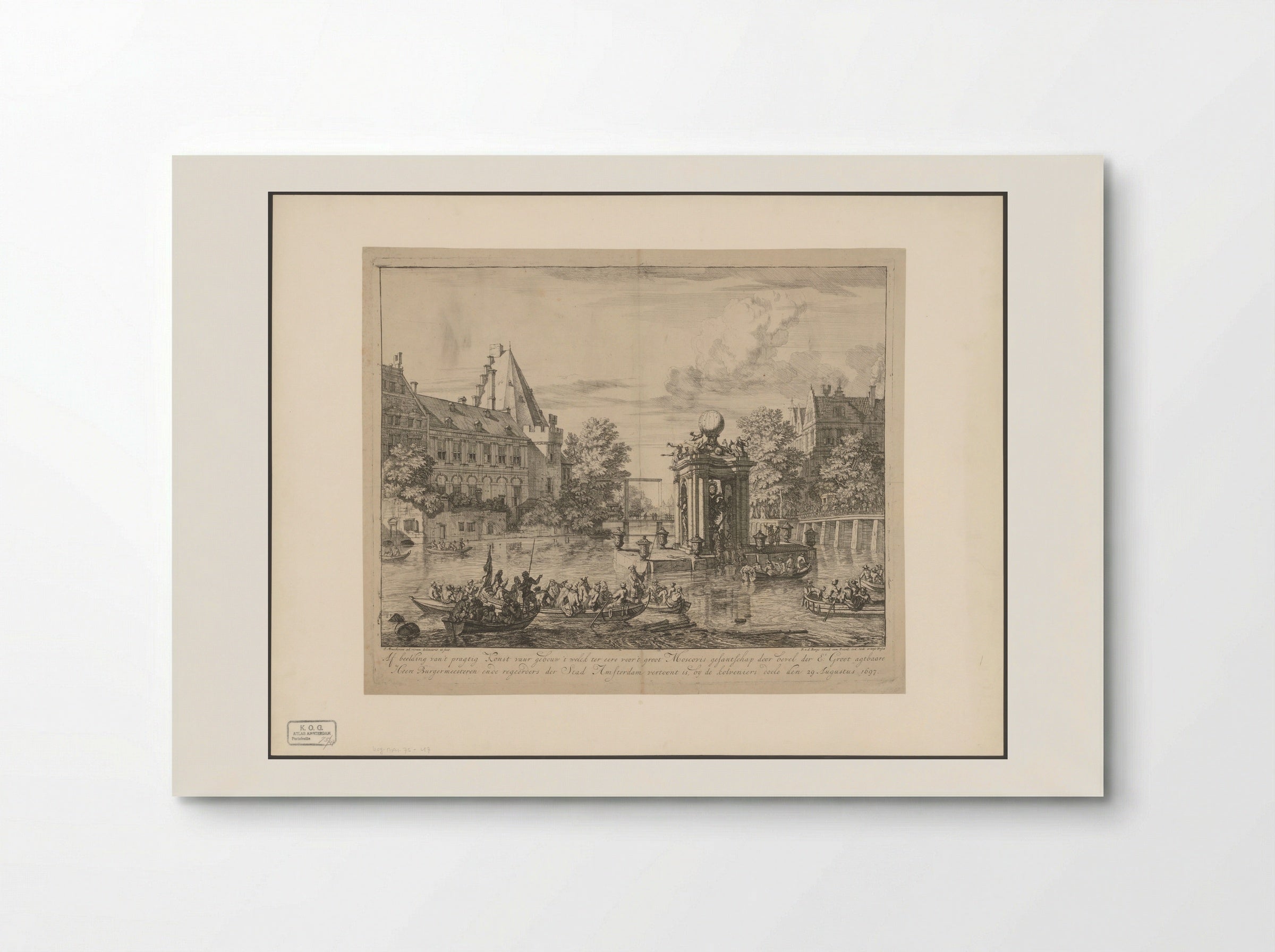 Gebouw voor het vuurwerk ter ere van het bezoek van het Russisch gezantschap aan Amsterdam - Isaac de Moucheron - Poster