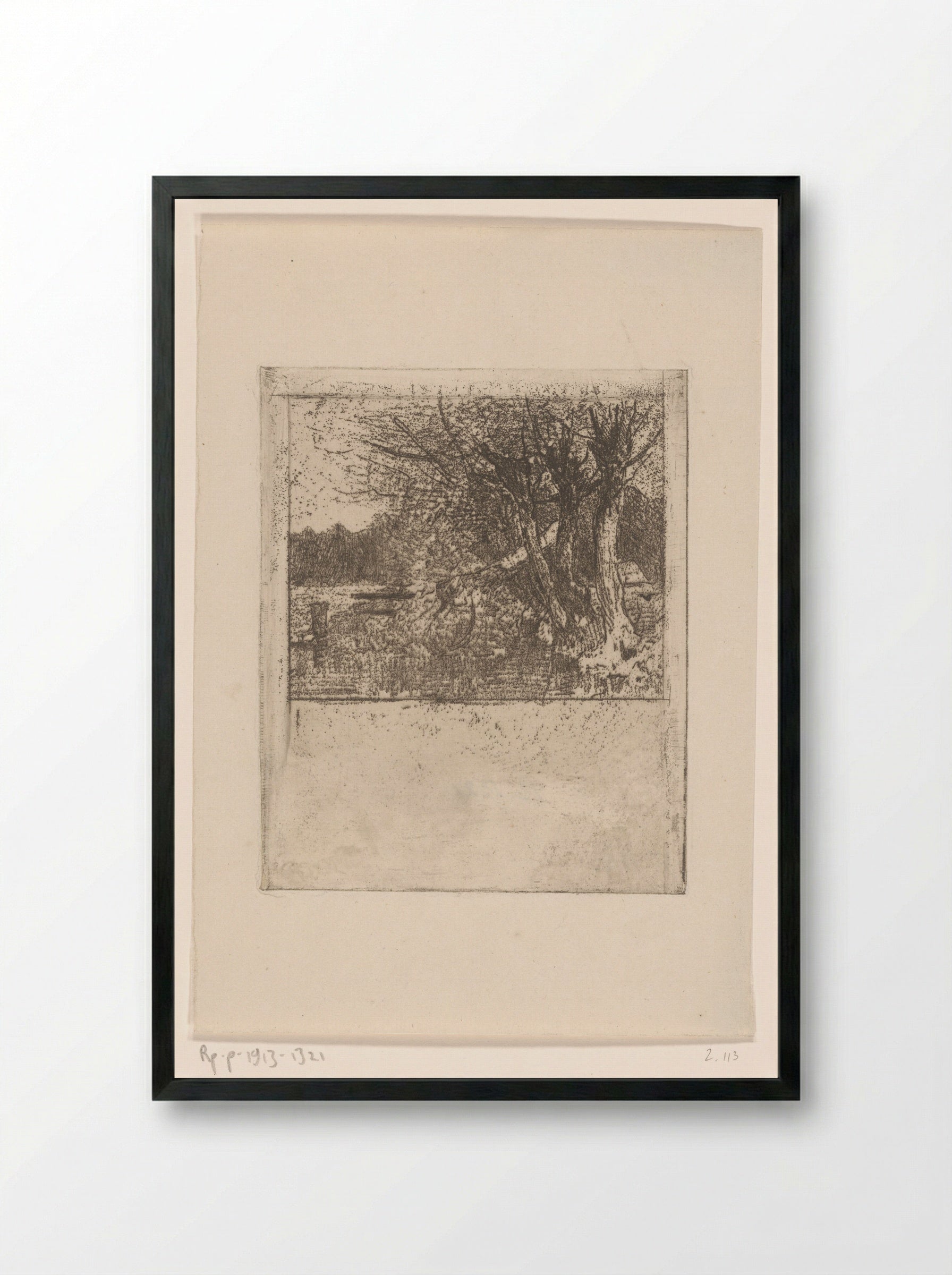 Gebroken wilg aan het water - Philip Zilcken - Framed Print Black