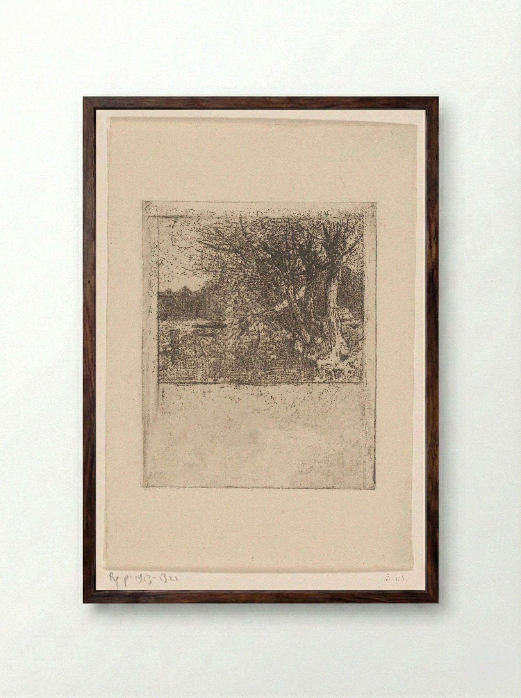 Gebroken wilg aan het water - Philip Zilcken - Framed Print Dark Wood