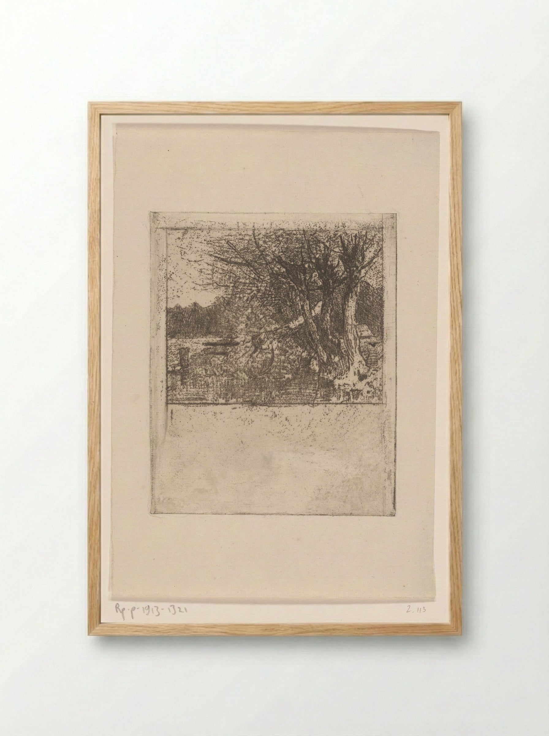 Gebroken wilg aan het water - Philip Zilcken - Framed Print Wood