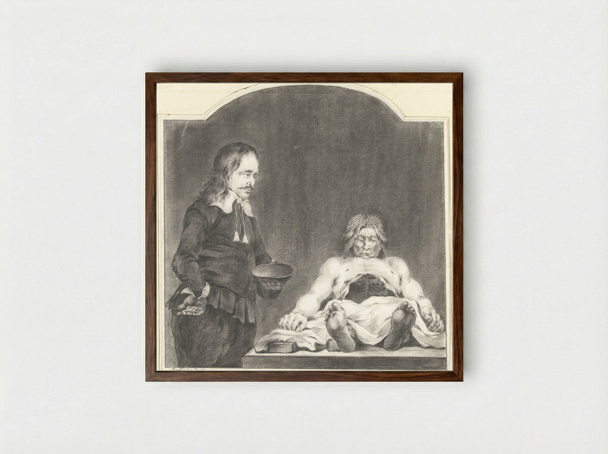 Gedeelte van de Anatomische les van Dr. Deyman - J. Dillhoff - Framed Print Dark Wood