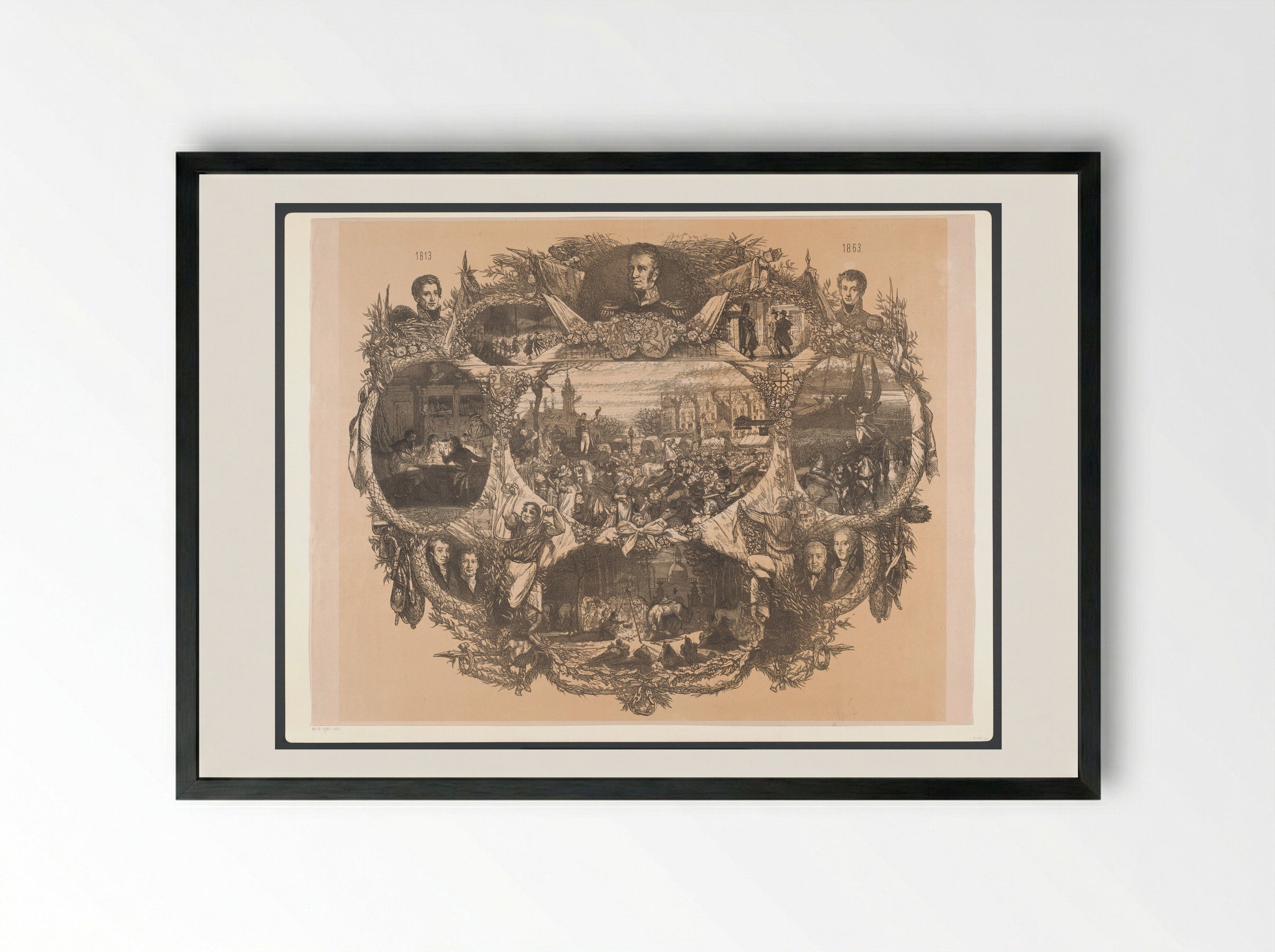 Gedenkplaat bij de novemberfeesten in 1863 - August Allebé - Framed Print Black