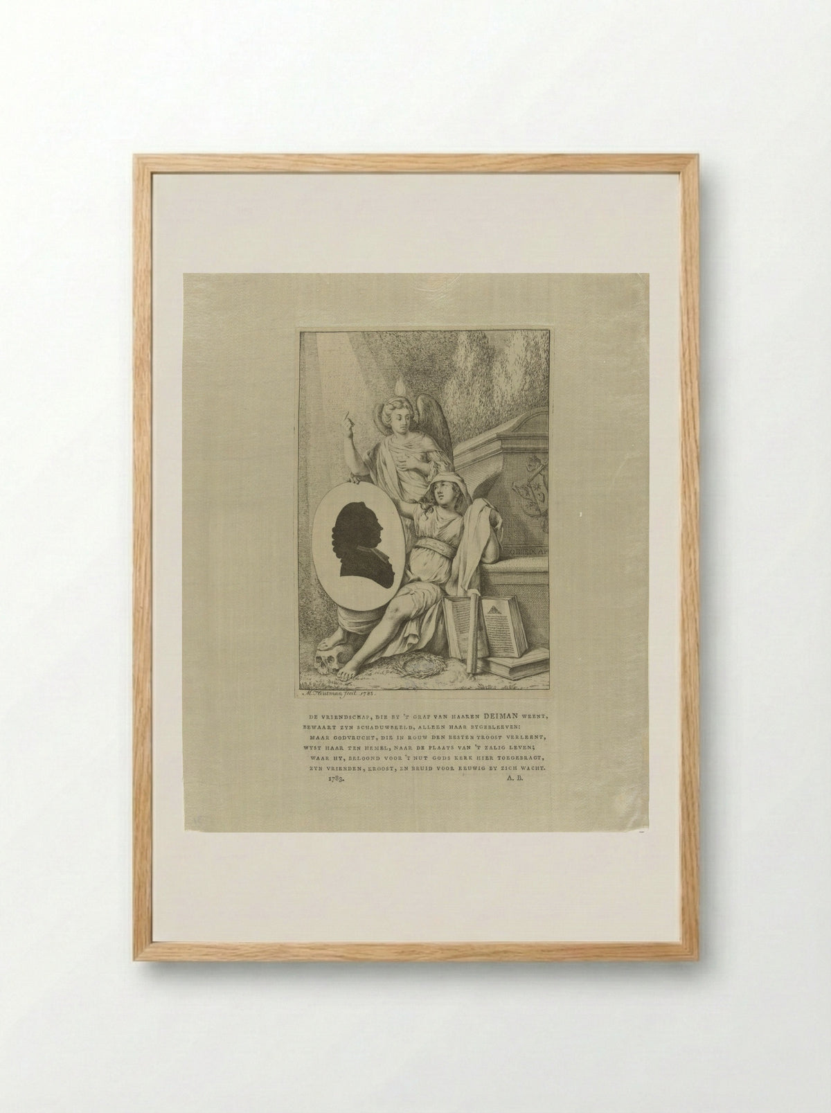 Gedenkteken voor Johan Diederich Deiman - Monogrammist AB - Framed Print Wood