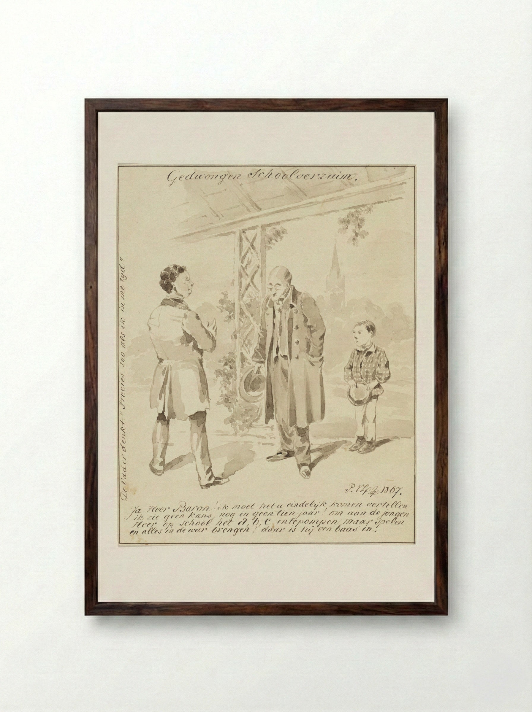 Gedwongen Schoolverzuim - Pieter van Loon - Framed Print Dark Wood