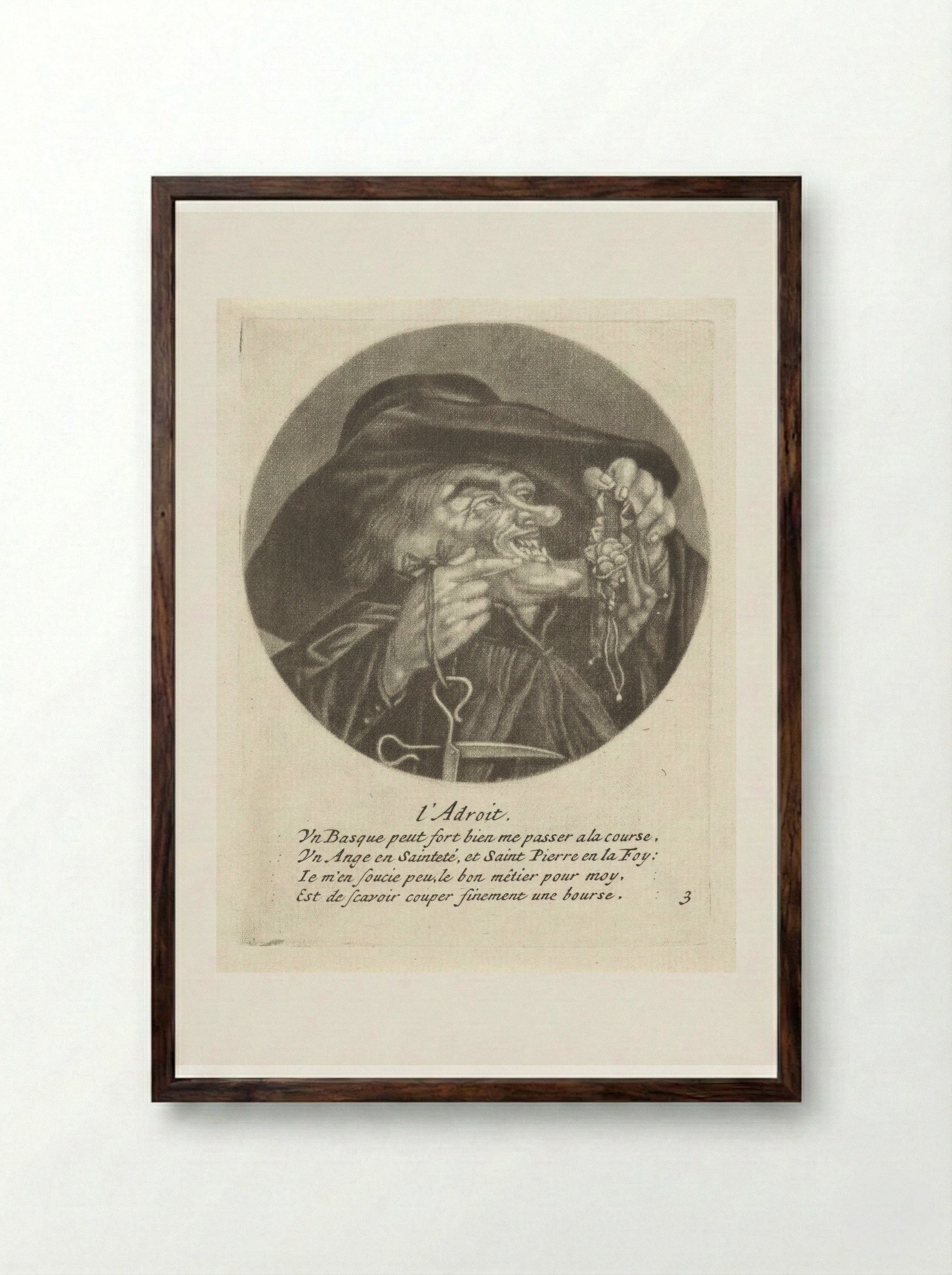 Geestelijke met geldbuidel - Jacob Gole - Framed Print Dark Wood